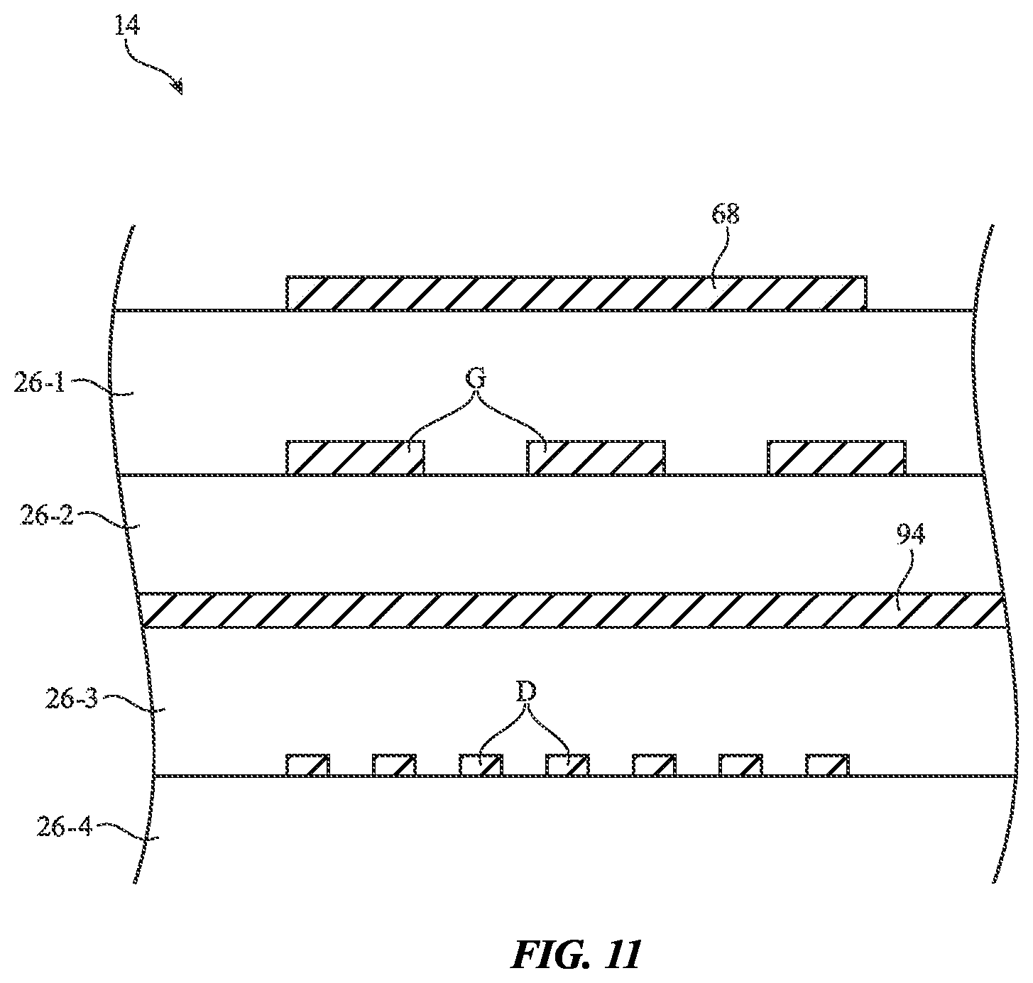 Patent US11854490 Figure 14 – Displays with gate driver circuitry in an active area