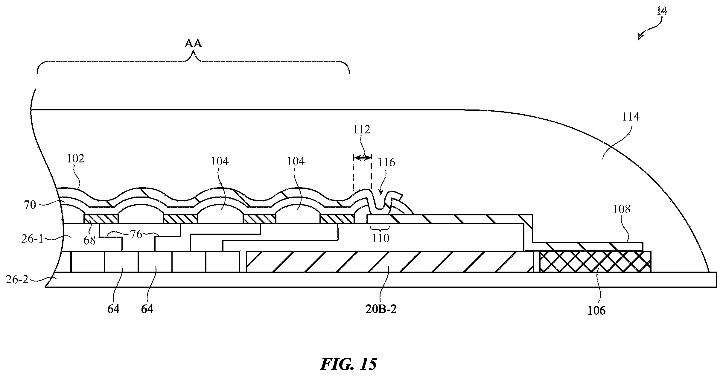 Patent US11854490 Figure 19 – Displays with gate driver circuitry in an active area