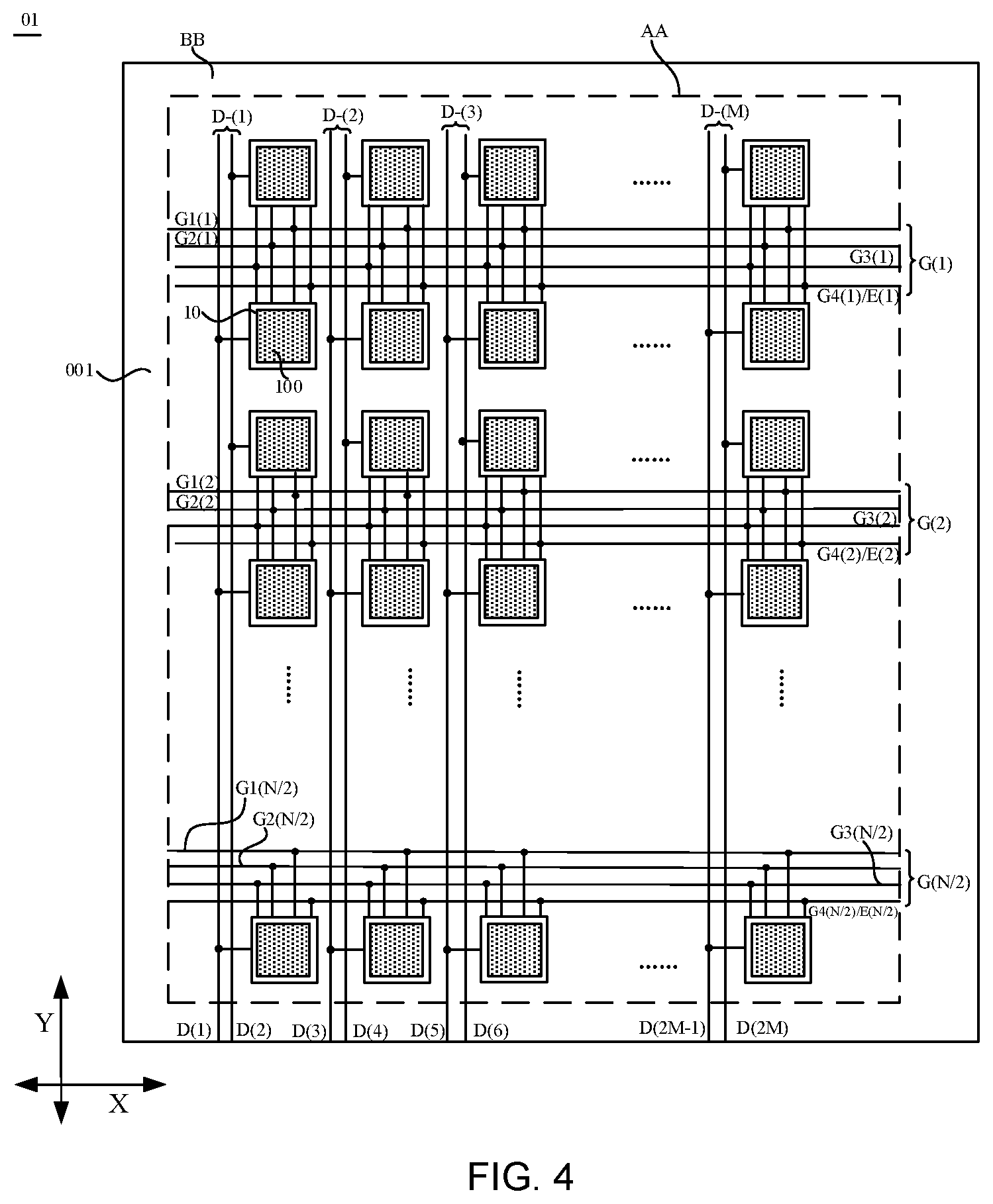 Patent US11854509 Figure 4 – Display substrate and driving method conducive to reduce total number of gate scan lines narrowing bezel of display substate