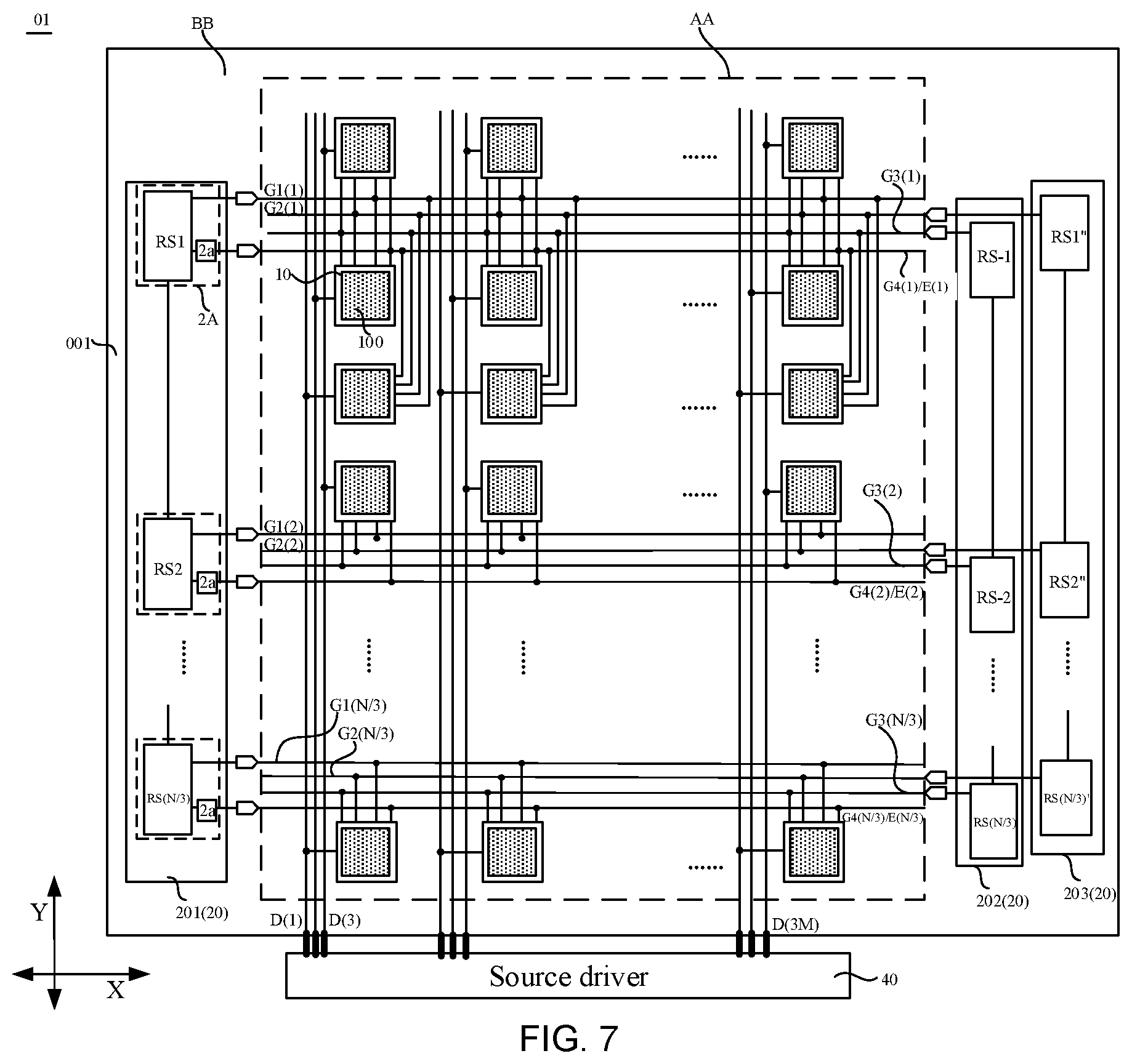 Patent US11854509 Figure 7 – Display substrate and driving method conducive to reduce total number of gate scan lines narrowing bezel of display substate
