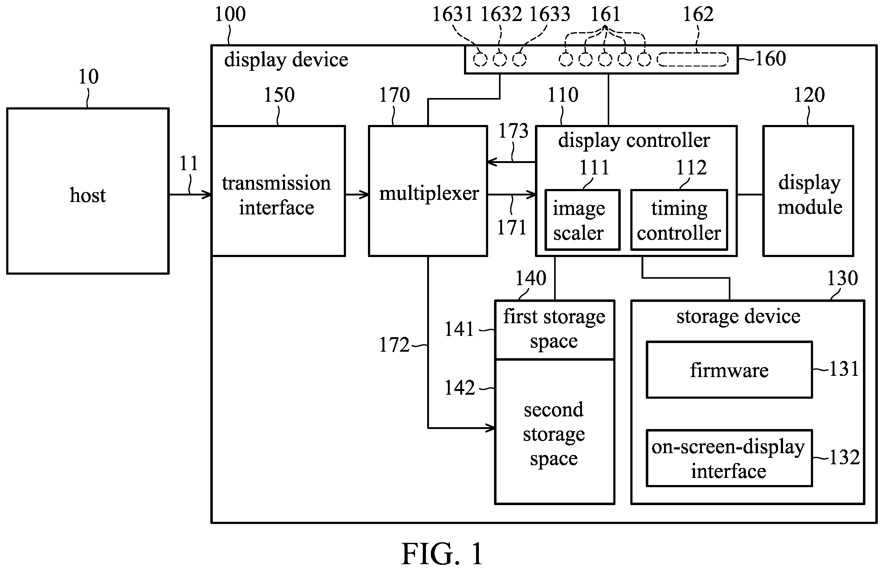 Patent US11854512 Figure 1 – Display device and method of image rewinding thereof