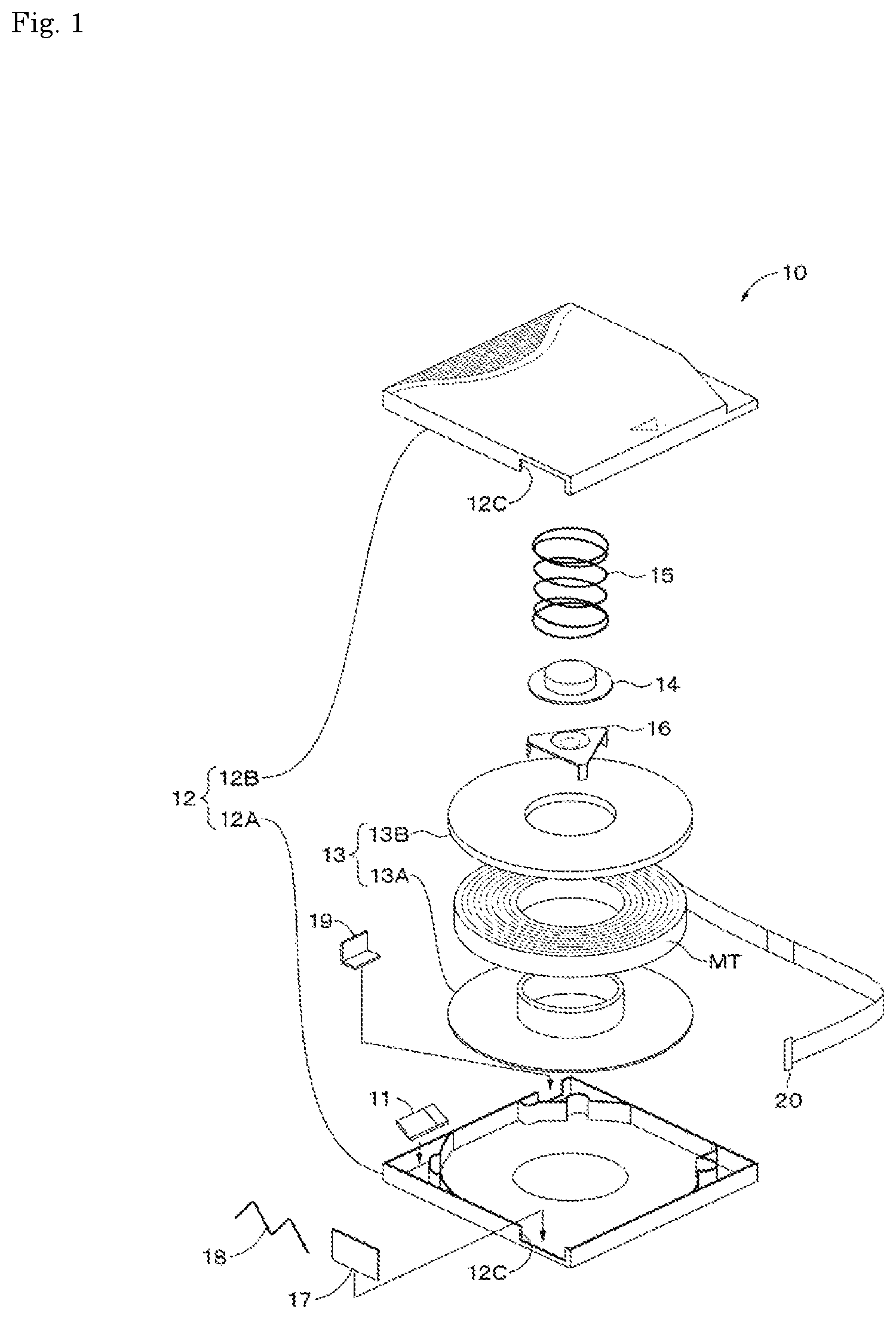 Patent US11854585 Figure 1 – Magnetic recording medium and cartridge