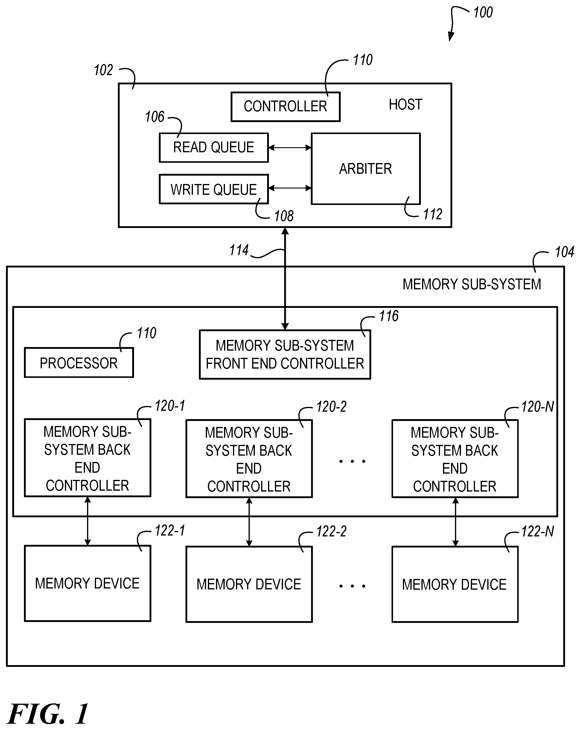 Patent US11854600 Figure 1 – Write request thresholding