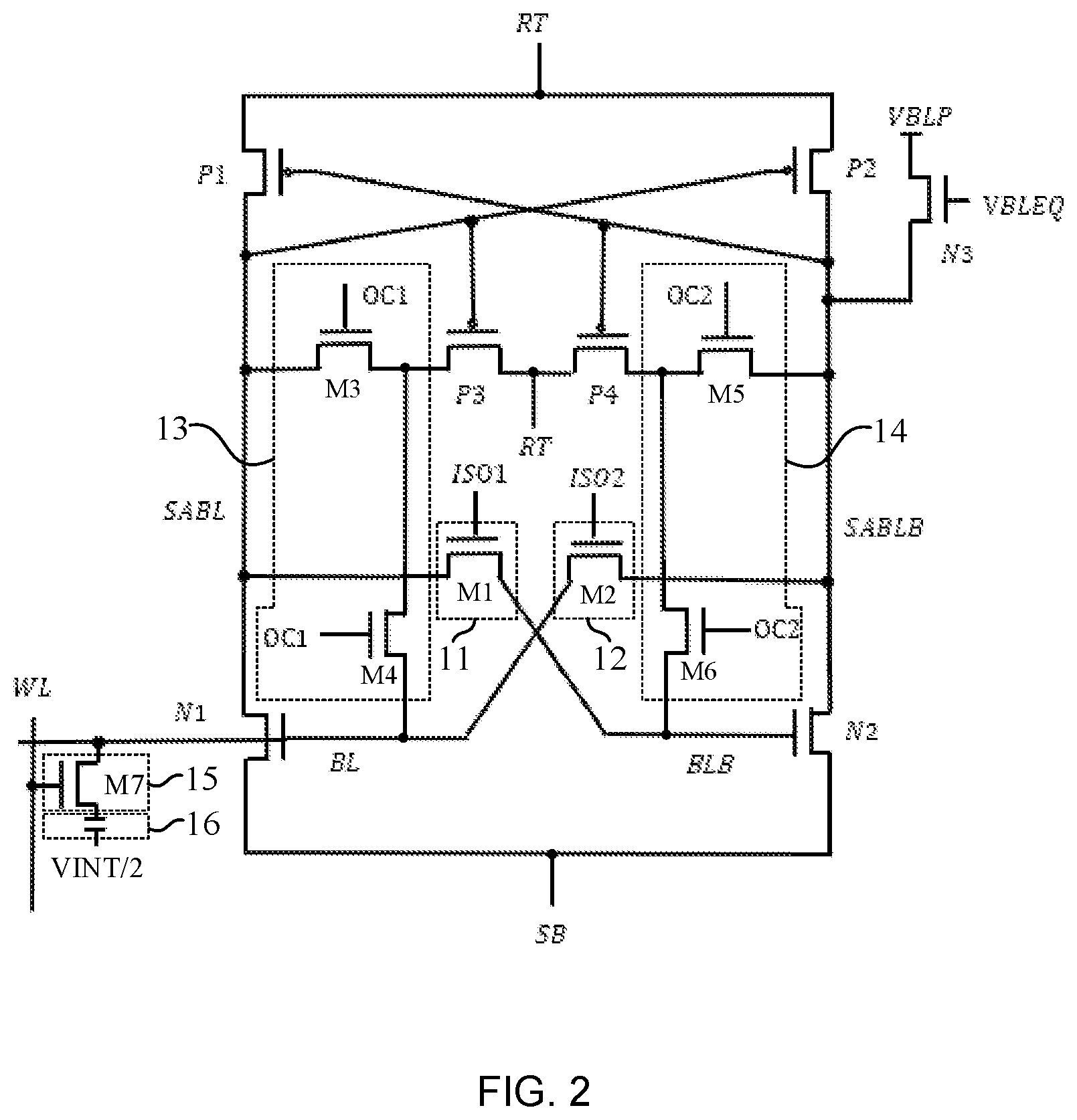 Patent US11854606 Figure 2 – Sense amplifier and method for controlling the same