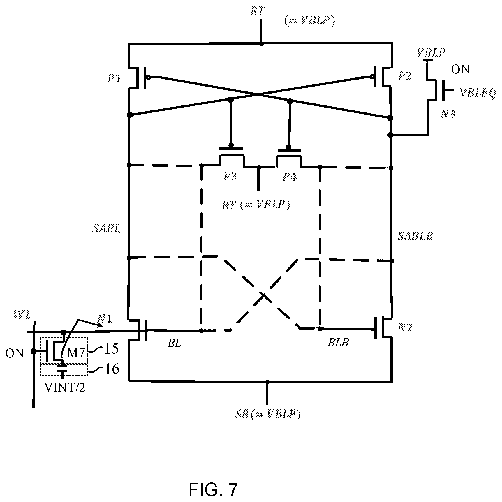 Patent US11854606 Figure 7 – Sense amplifier and method for controlling the same