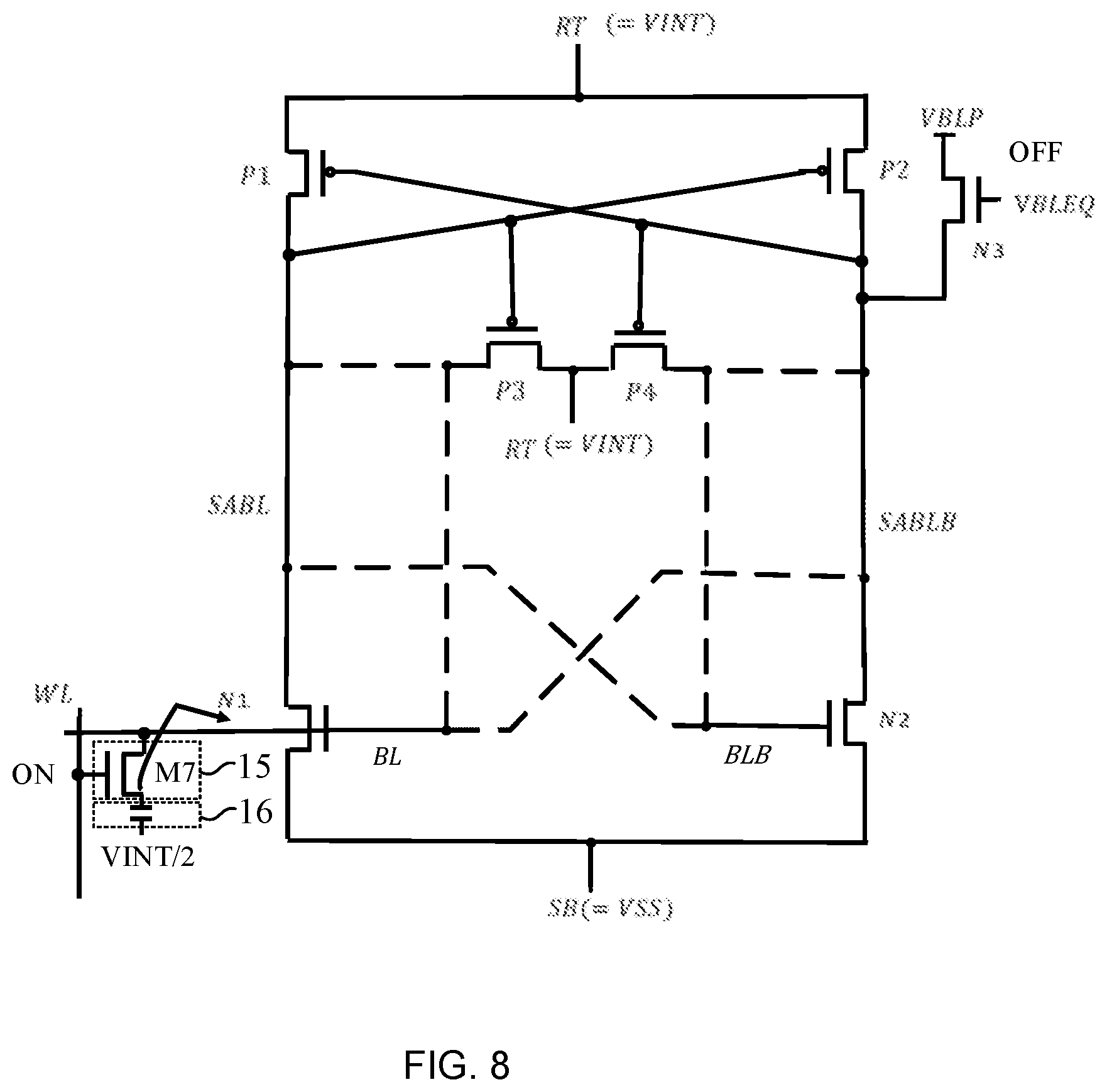Patent US11854606 Figure 8 – Sense amplifier and method for controlling the same