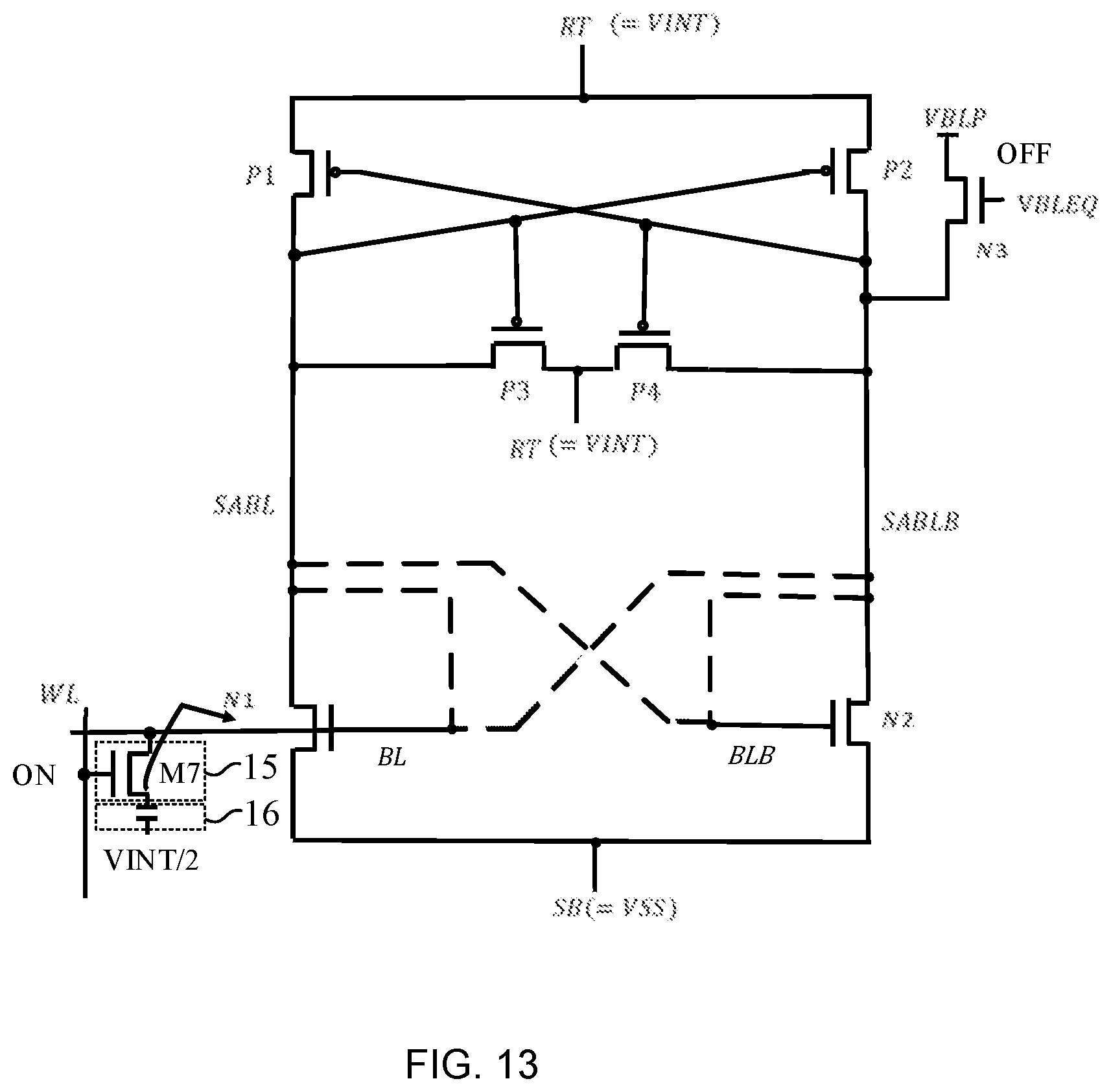 Patent US11854606 Figure 13 – Sense amplifier and method for controlling the same