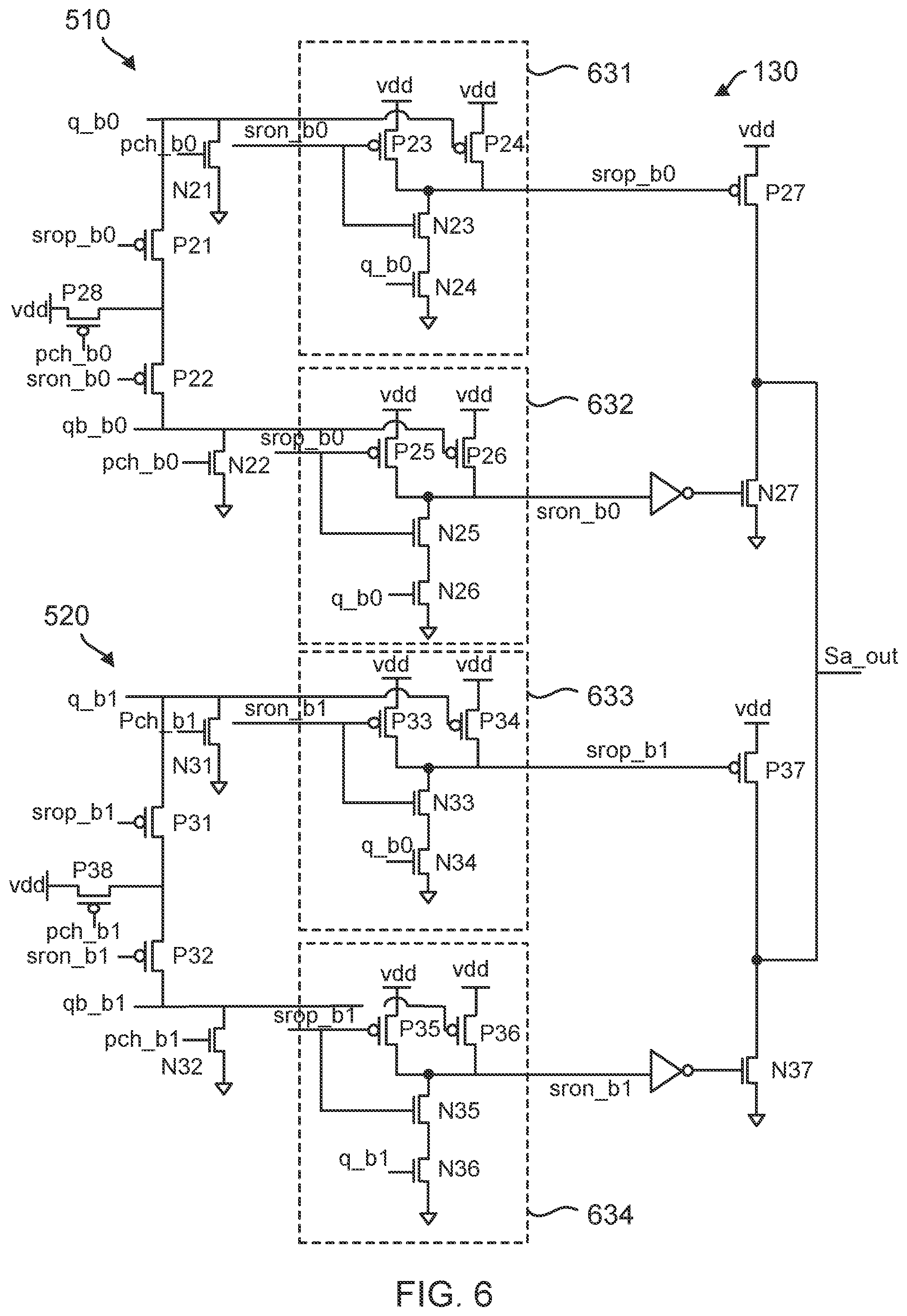 Patent US11854609 Figure 6 – Memory with reduced capacitance at a sense amplifier