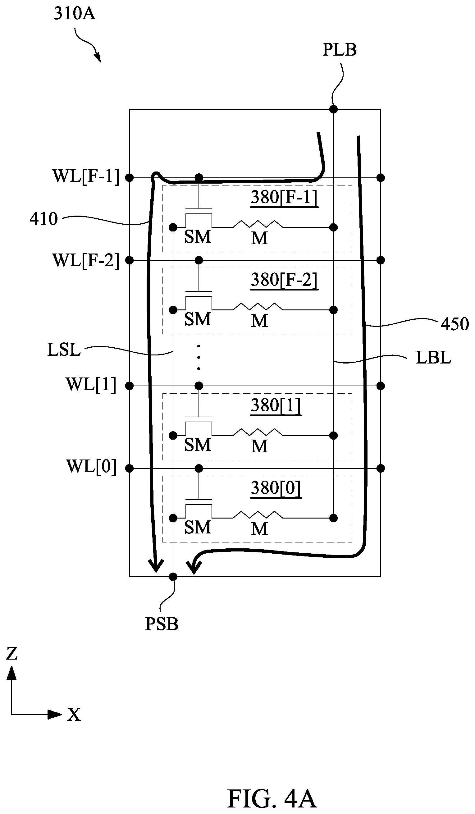 Patent US11854616 Figure 4 – Memory including metal rails with balanced loading
