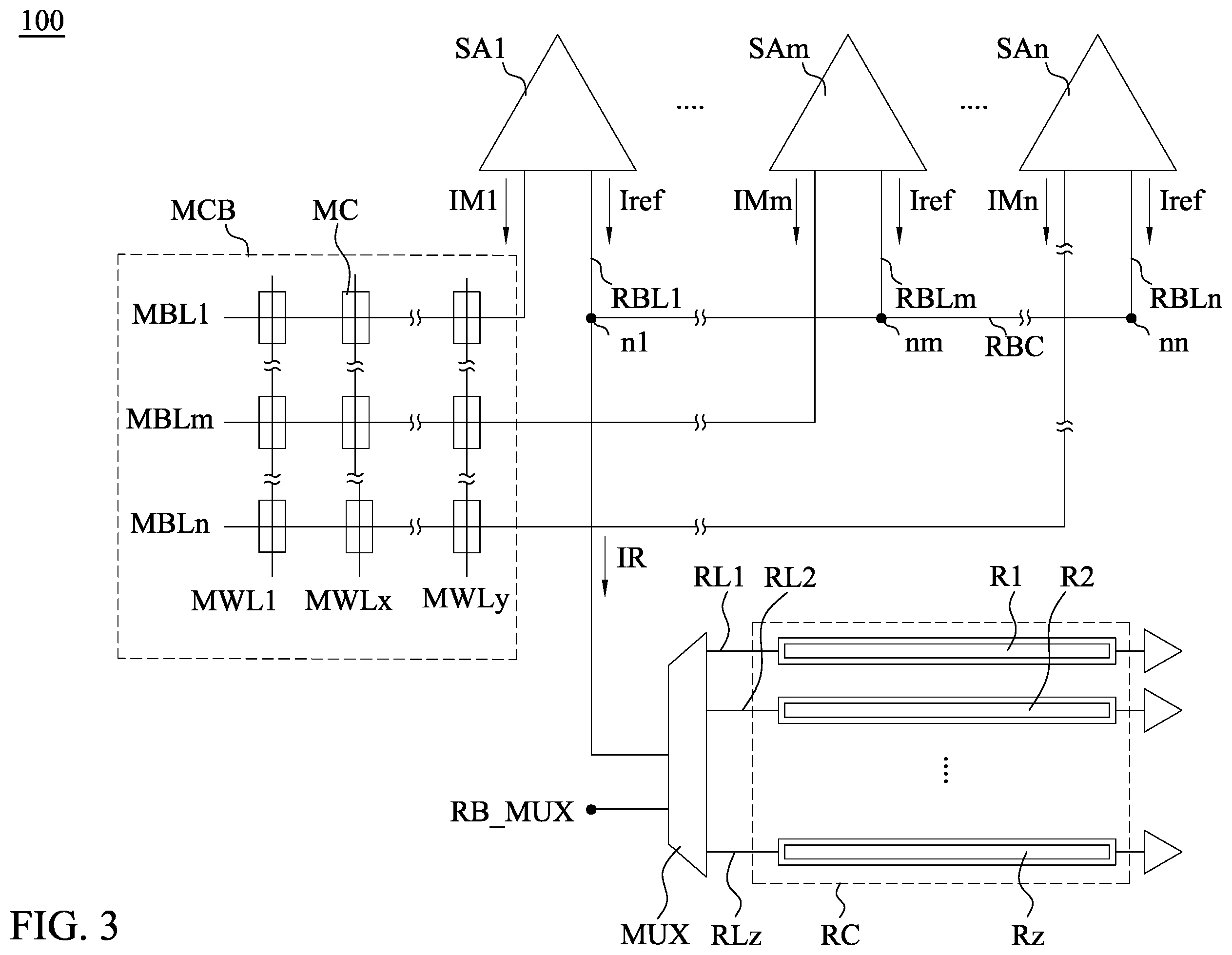 Patent US11854617 Figure 3 – Structure for multiple sense amplifiers of memory device