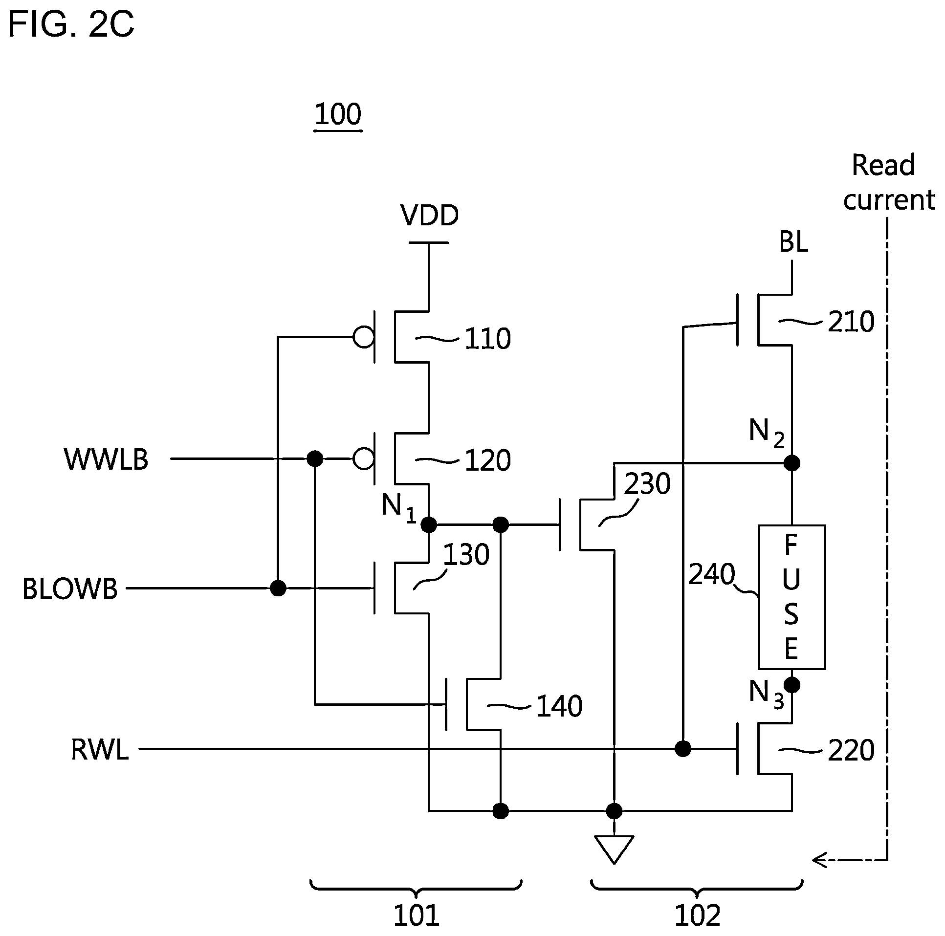 Patent US11854622 Figure 4 – Electrical fuse one time programmable (OTP) memory