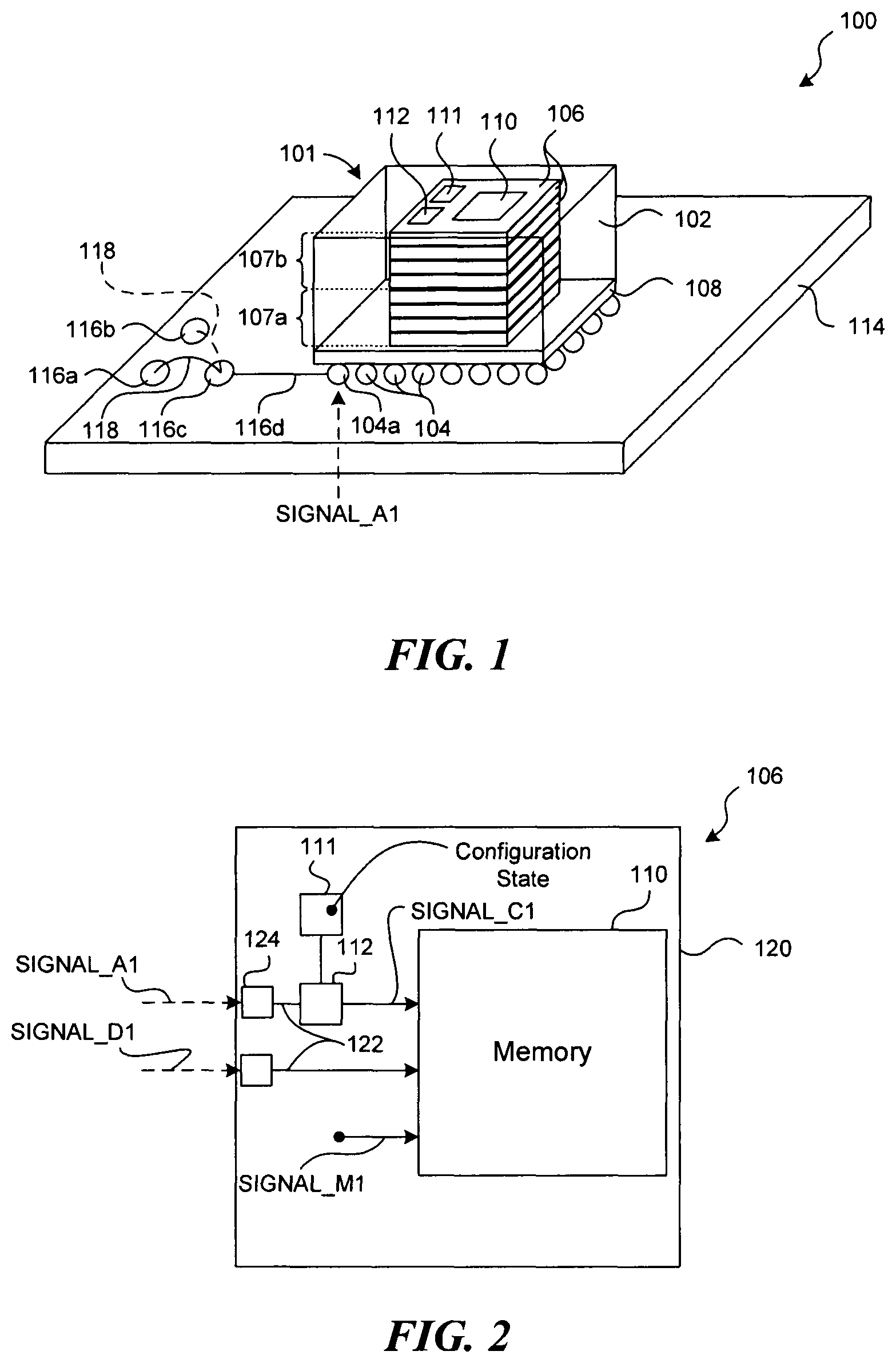 Patent US11854635 — Reclaimable semiconductor device package and associated systems and methods — Figure 1