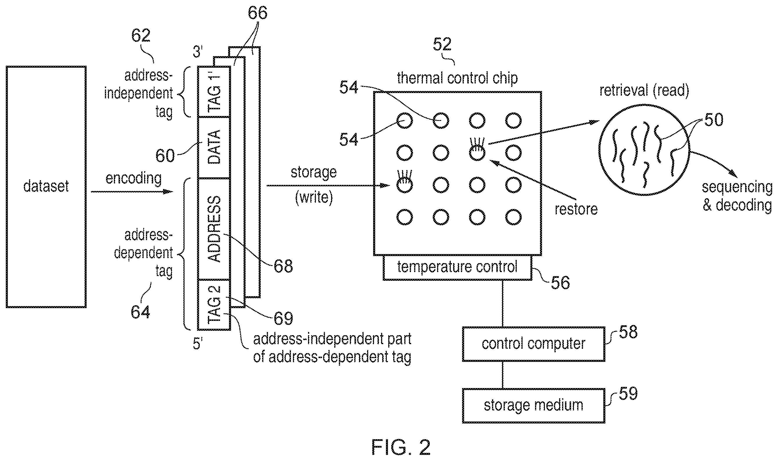 Patent US11854668 Figure 2 – Accessing data storage provided using double-stranded nucleic acid molecules
