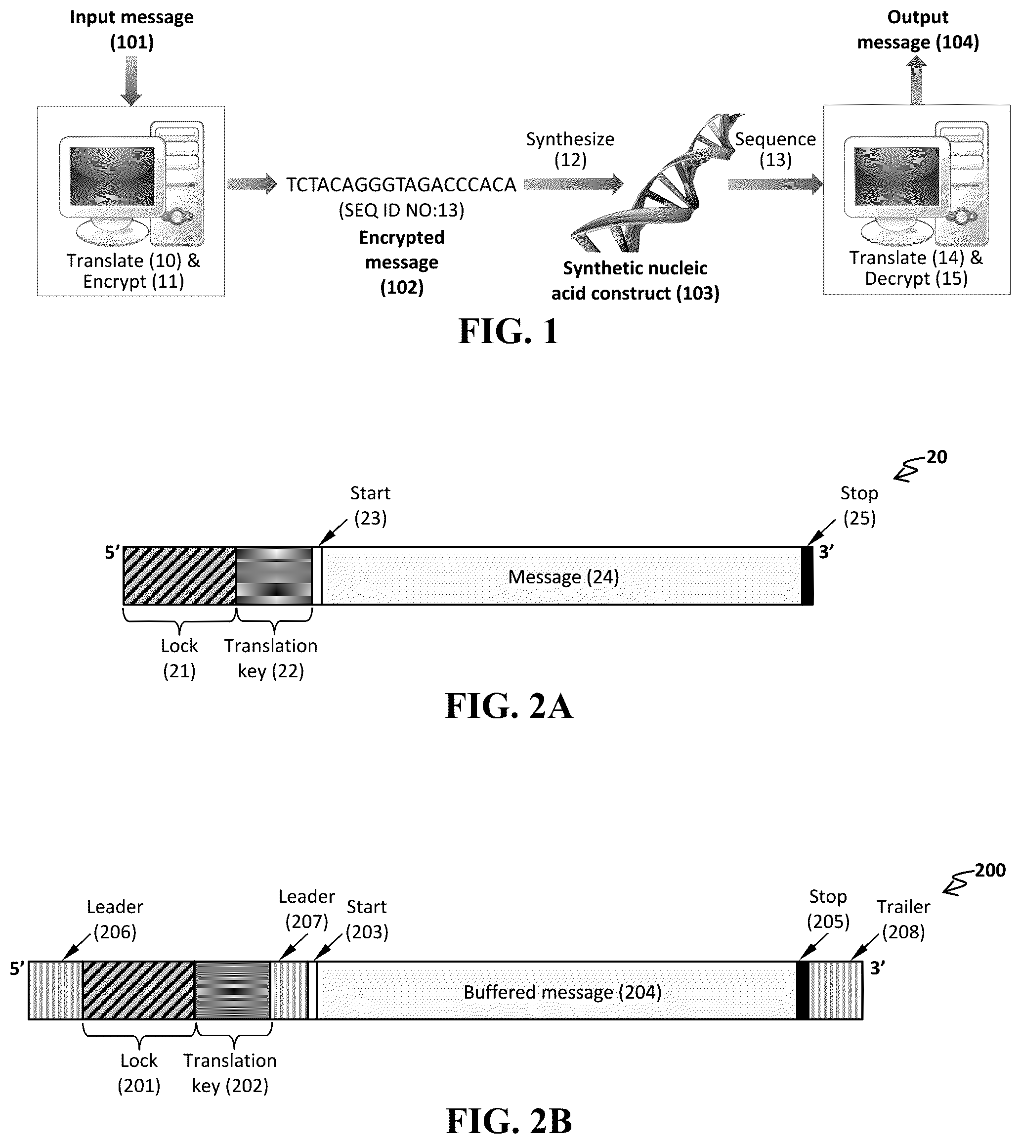 Patent US11854669 Figure 1 – Synthetic nucleic acids for information storage and transmission