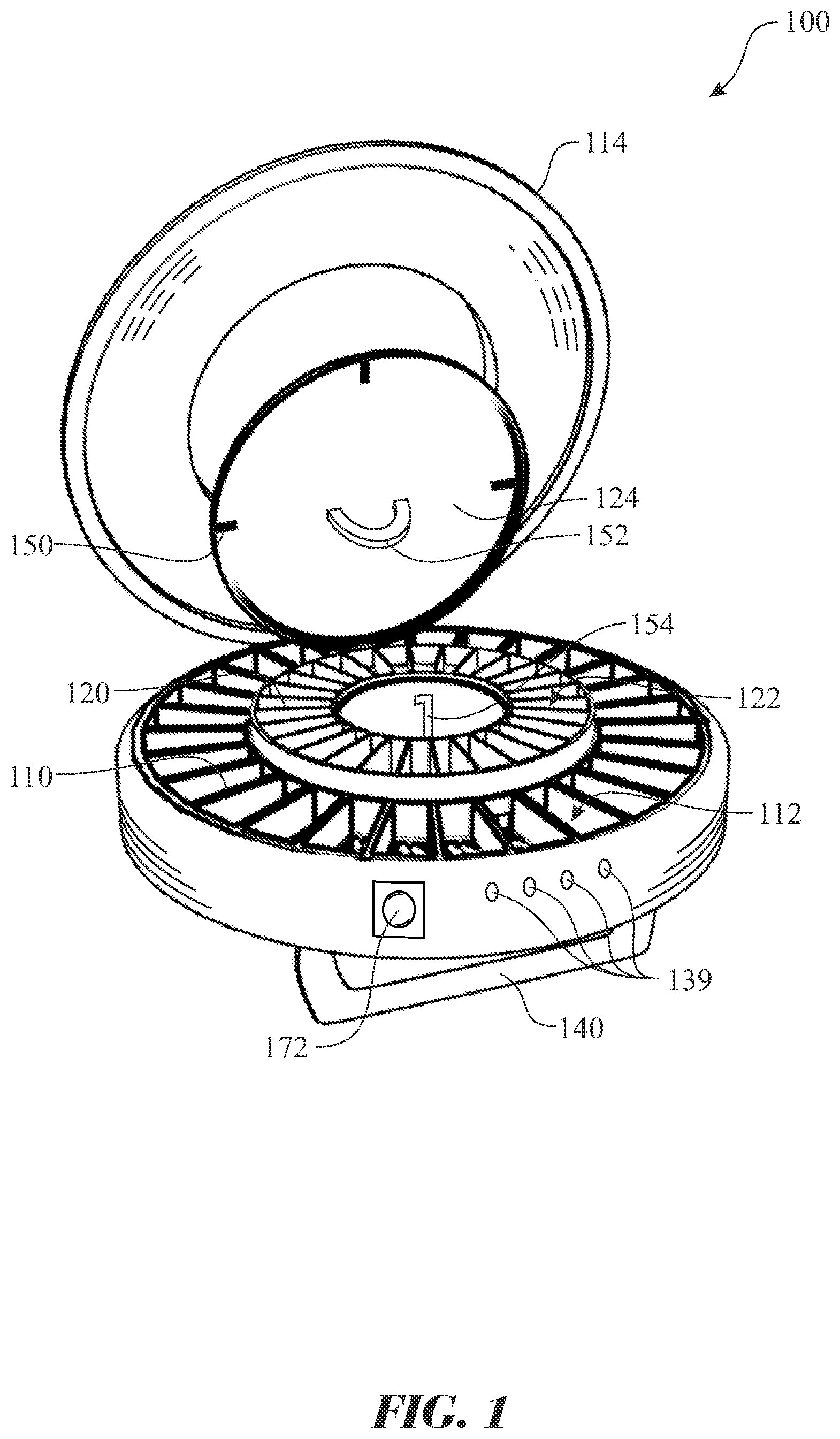 Patent US11854680 Figure 1 – Narcotics and opioids secure storage and dispensing apparatus and method of use