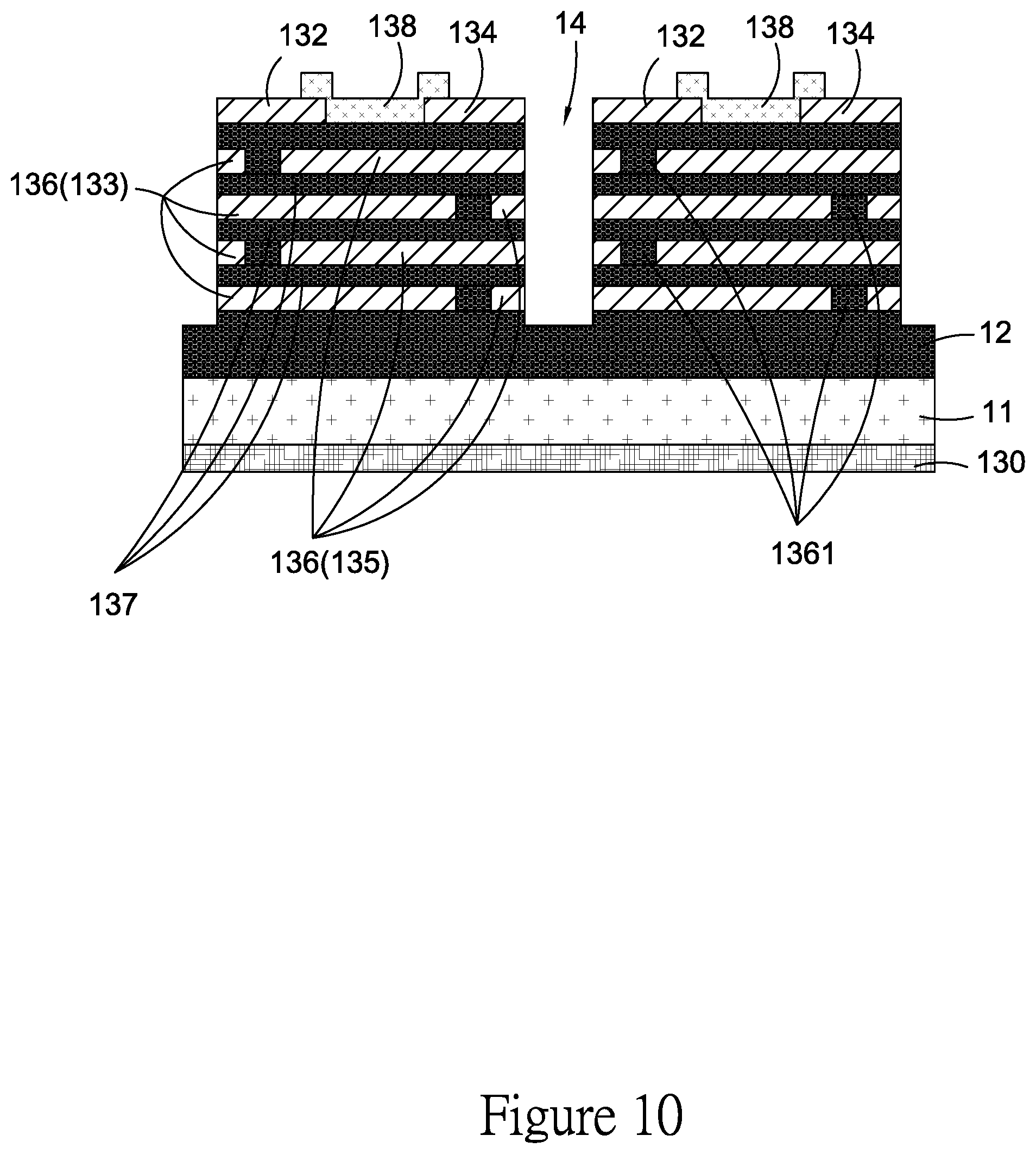 Patent US11854742 Figure 12 – Capacitor intergated structure.capacitor unit and manufacturing process thereof