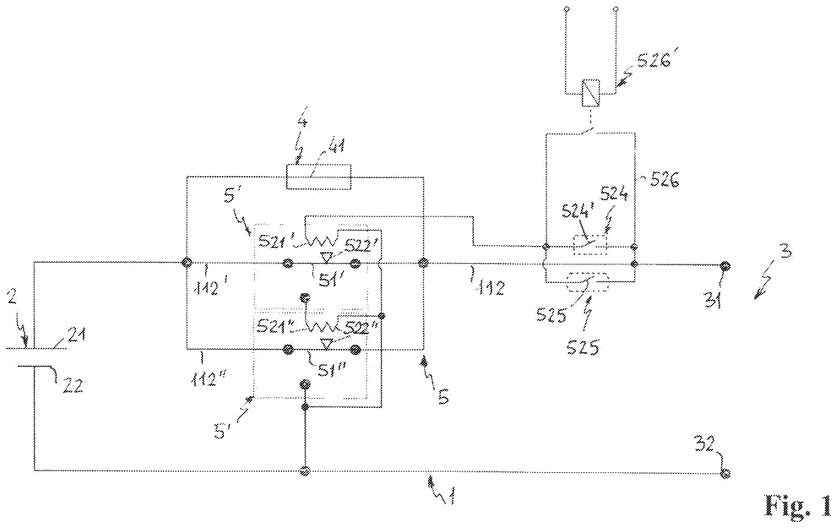 Patent US11854755 Figure 1 – Direct current electric circuit interrupting switch assembly