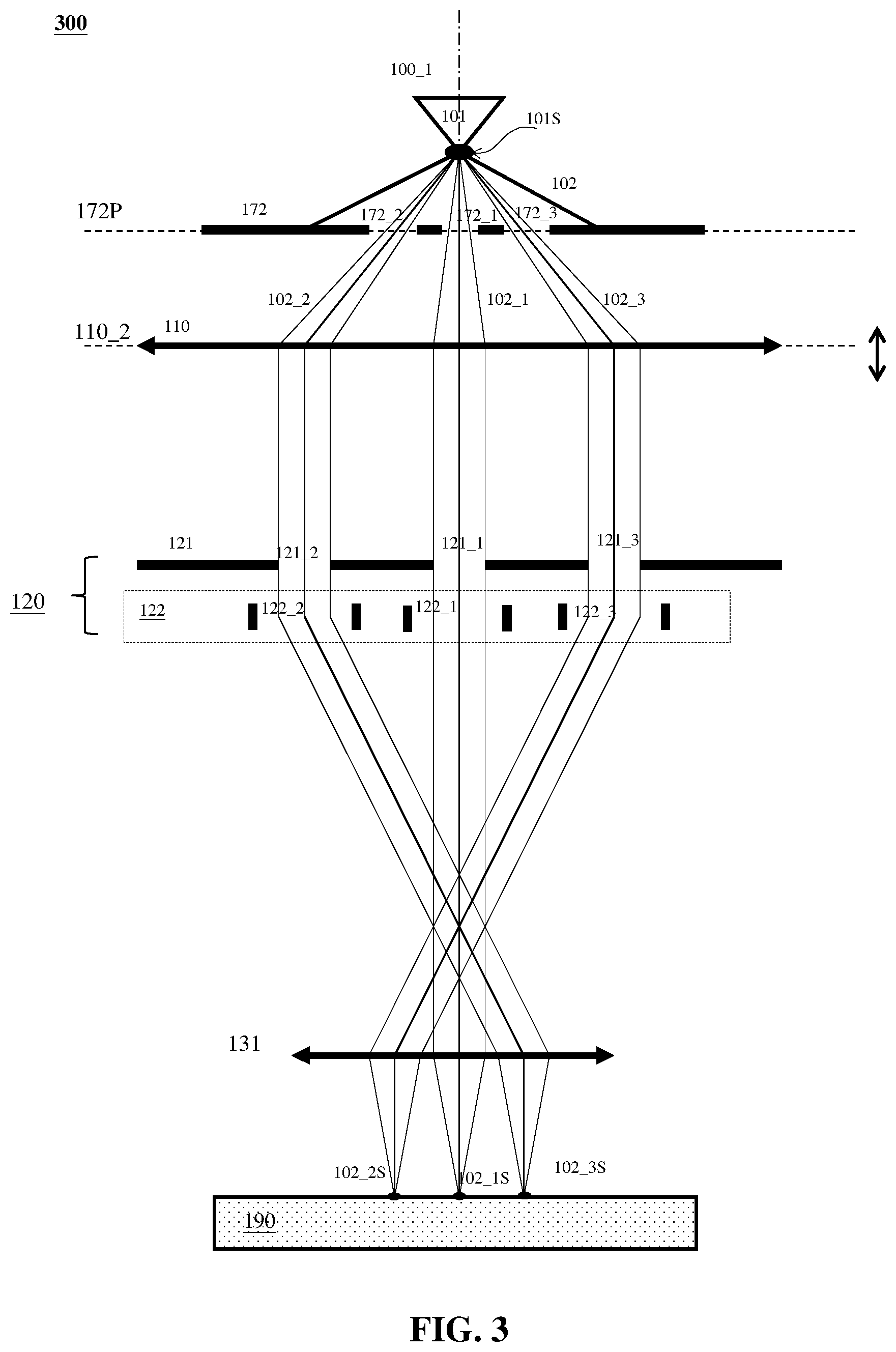 Patent US11854765 Figure 3 – Multiple charged-particle beam apparatus and methods