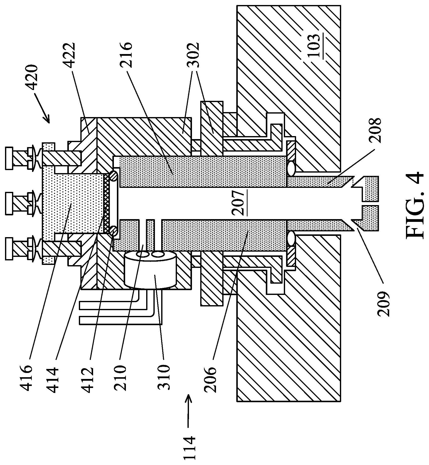 Patent US11854769 Figure 4 – Adjustable fastening device for plasma gas injectors