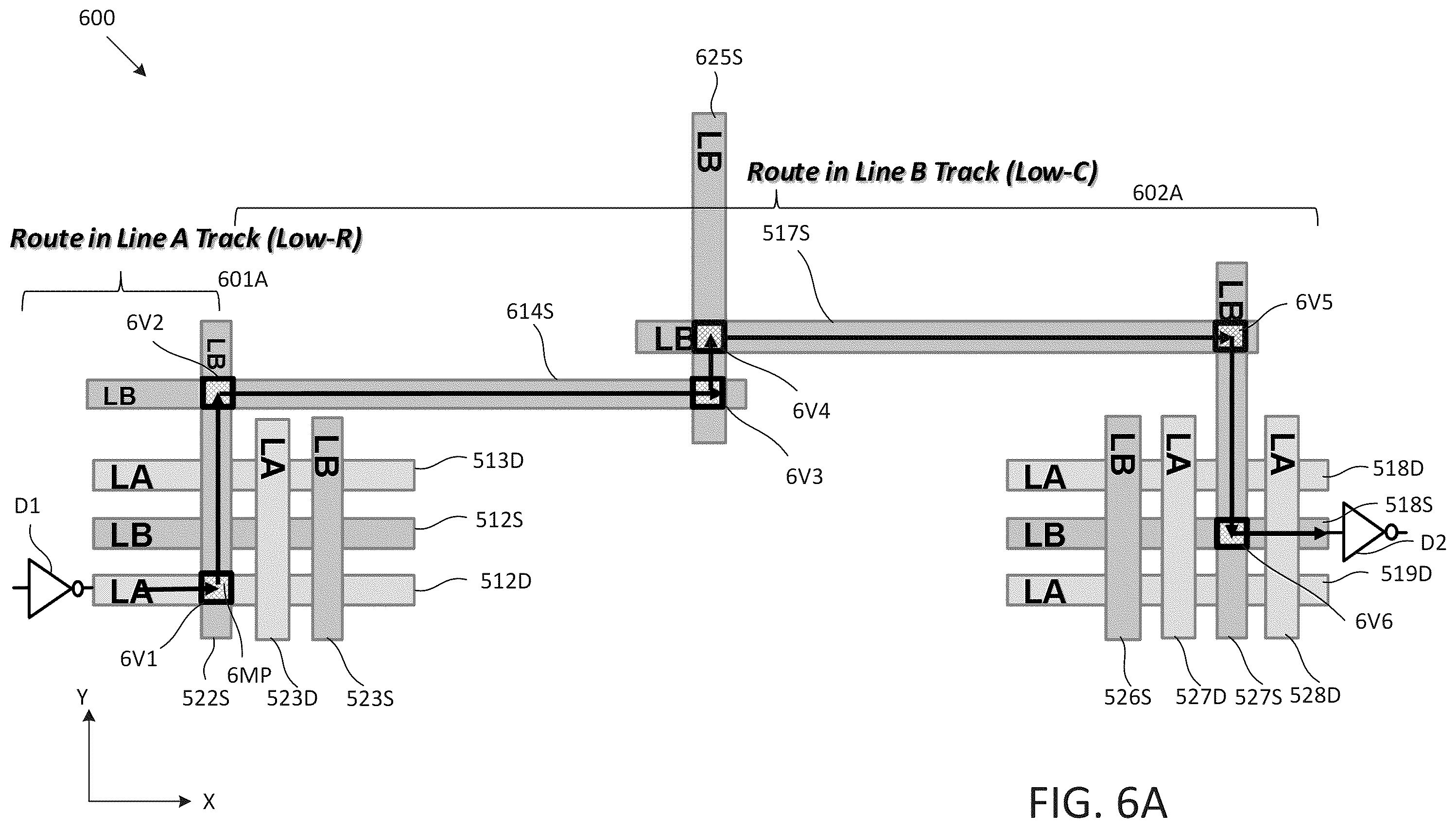 Patent US11854786 Figure 6 – Deep lines and shallow lines in signal conducting paths
