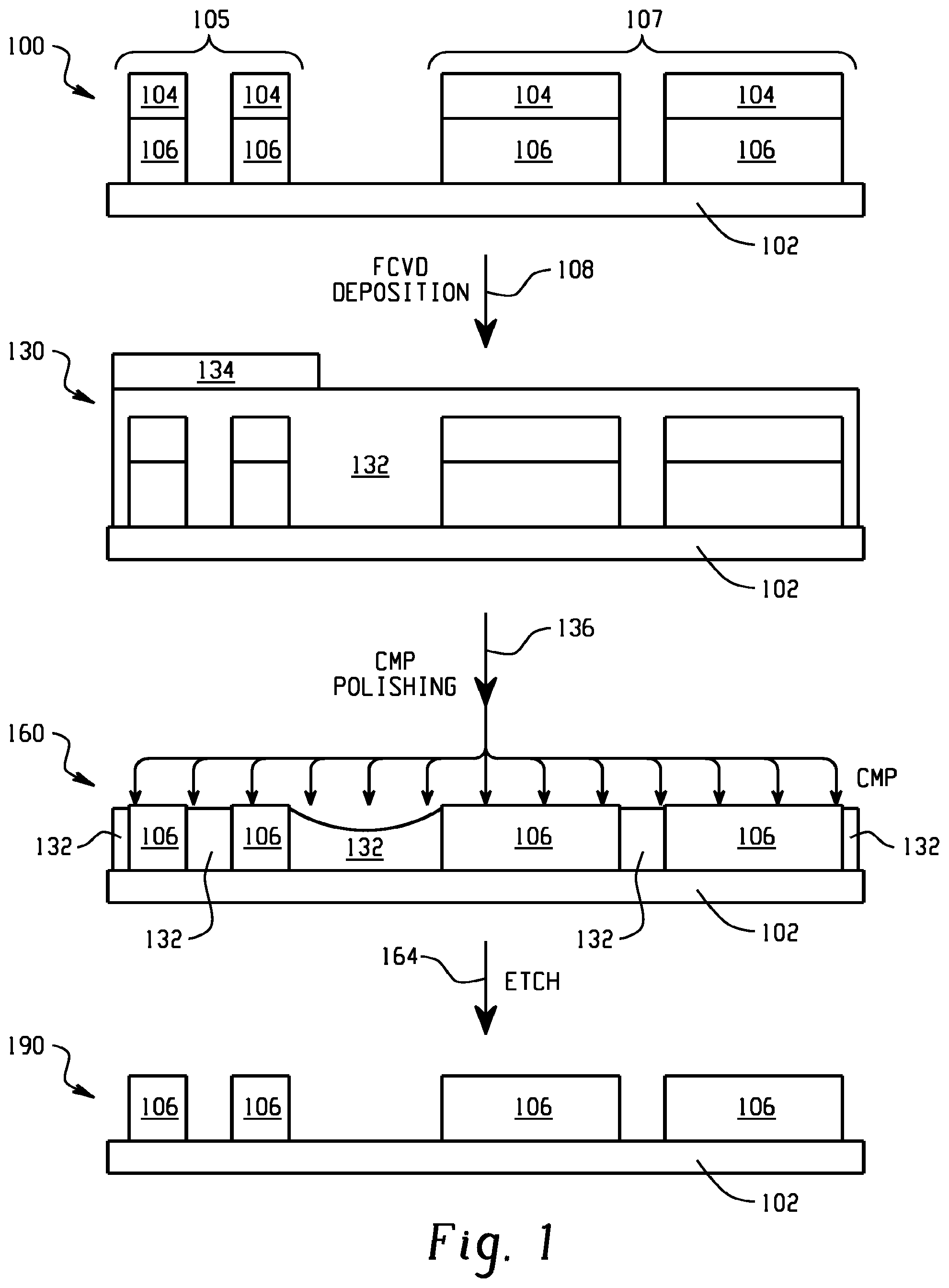 Patent US11854821 Figure 1 – Hard mask removal method