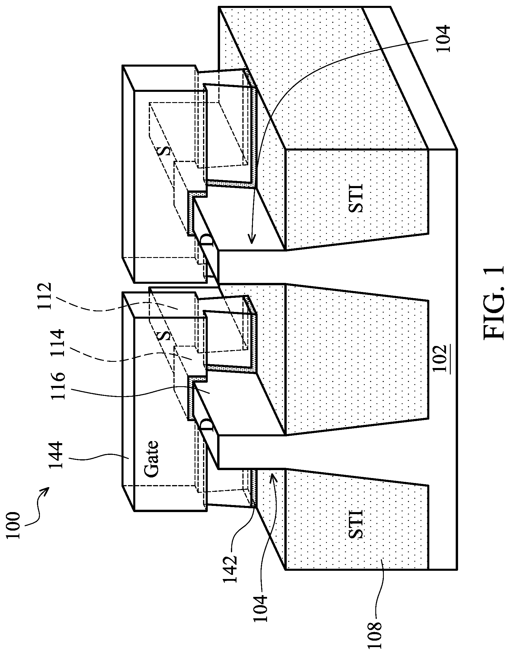 Patent US11854825 Figure 1 – Gate structure of semiconductor device and method for forming the same