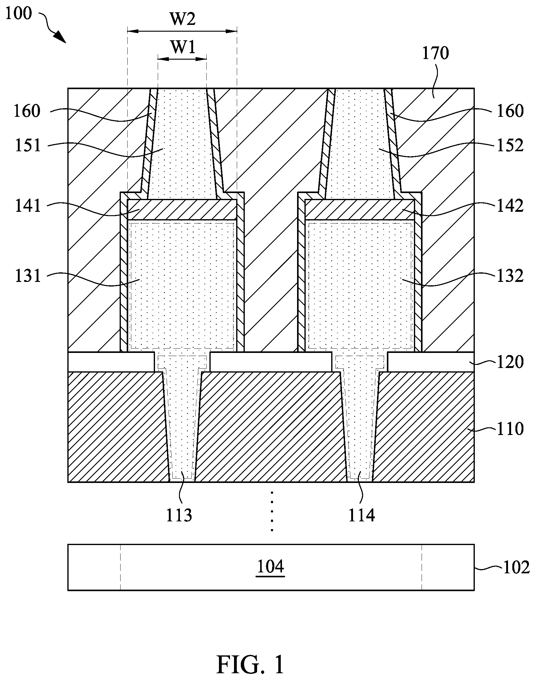 Patent US11854836 Figure 1 – Semiconductor device