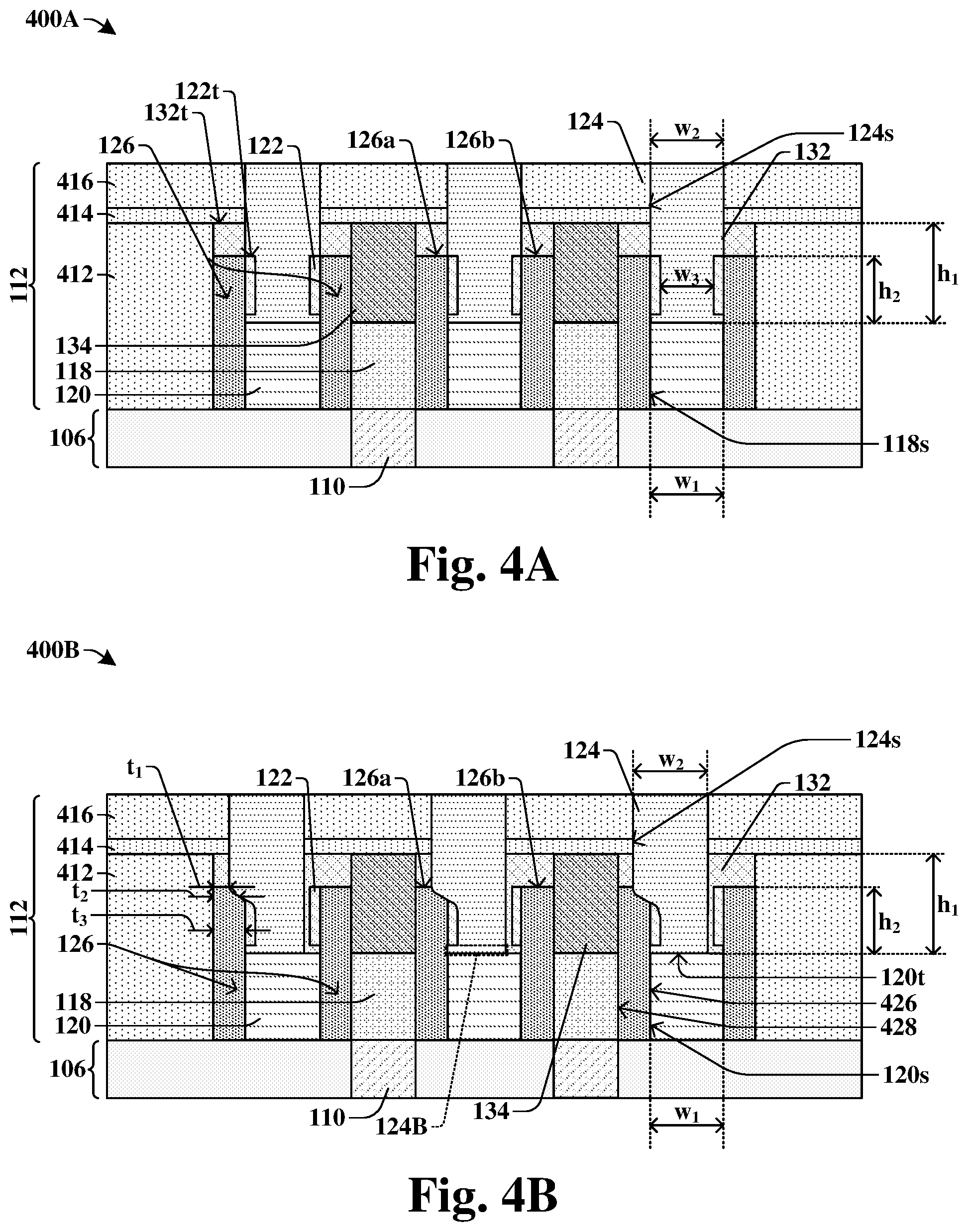 Patent US11854866 Figure 4 – Enlarging contact area and process window for a contact via