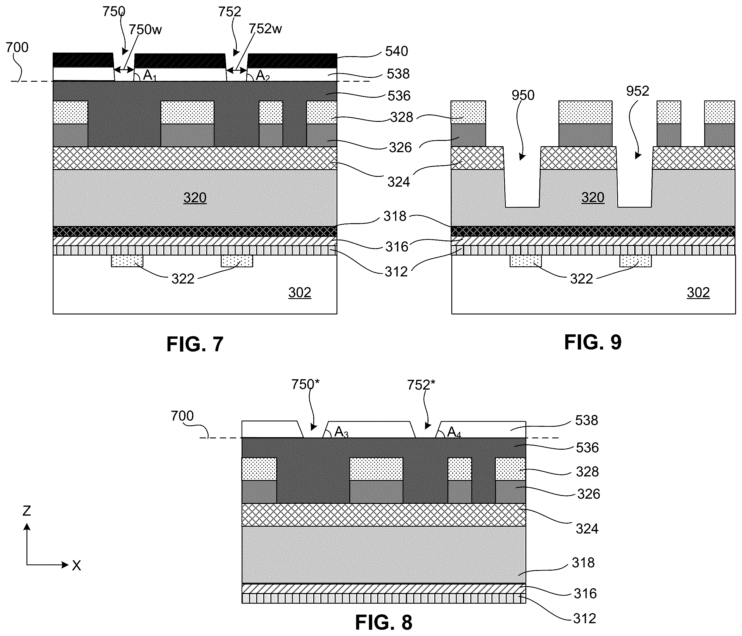 Patent US11854873 Figure 5 – Etch profile control of interconnect structures
