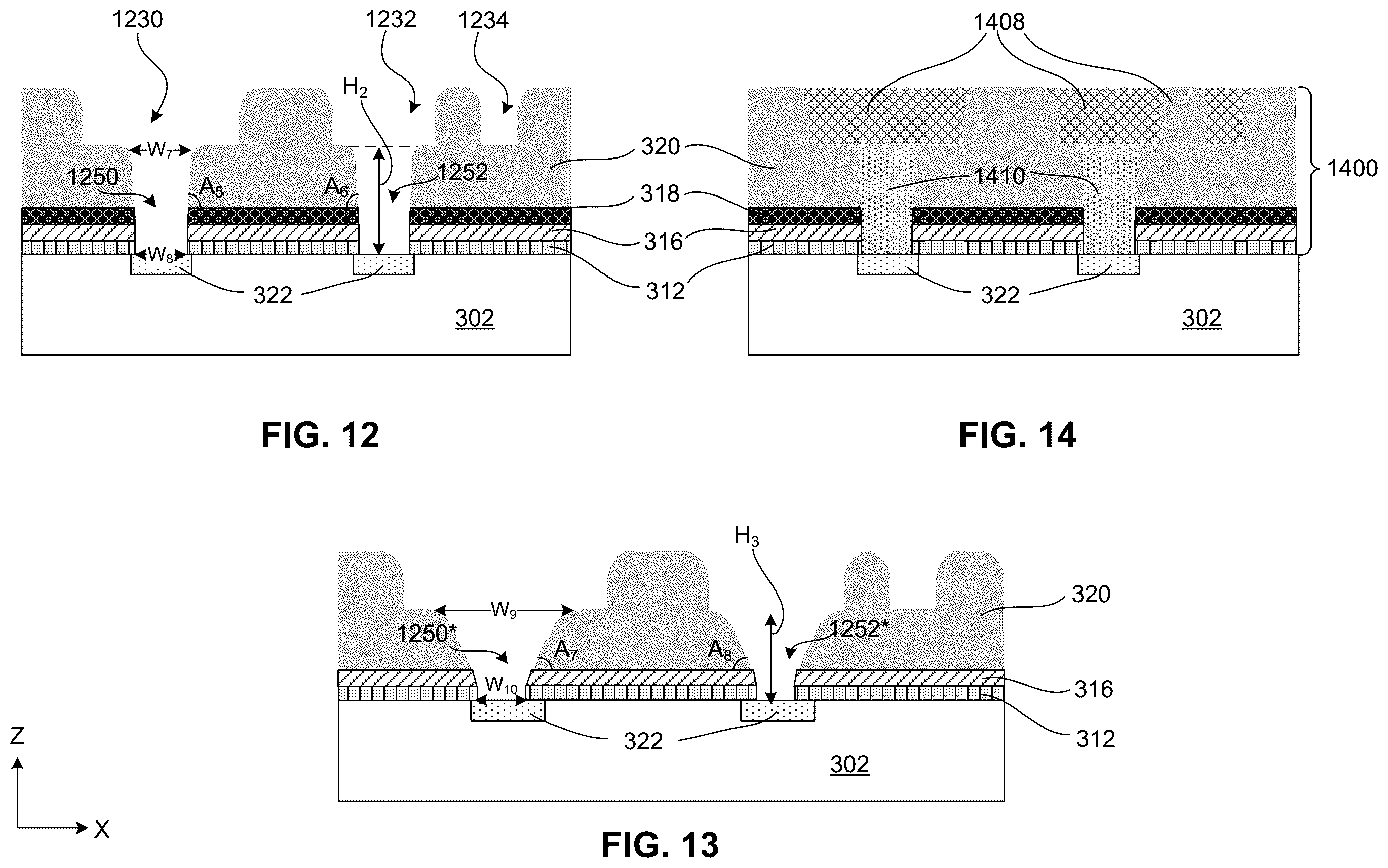 Patent US11854873 Figure 7 – Etch profile control of interconnect structures