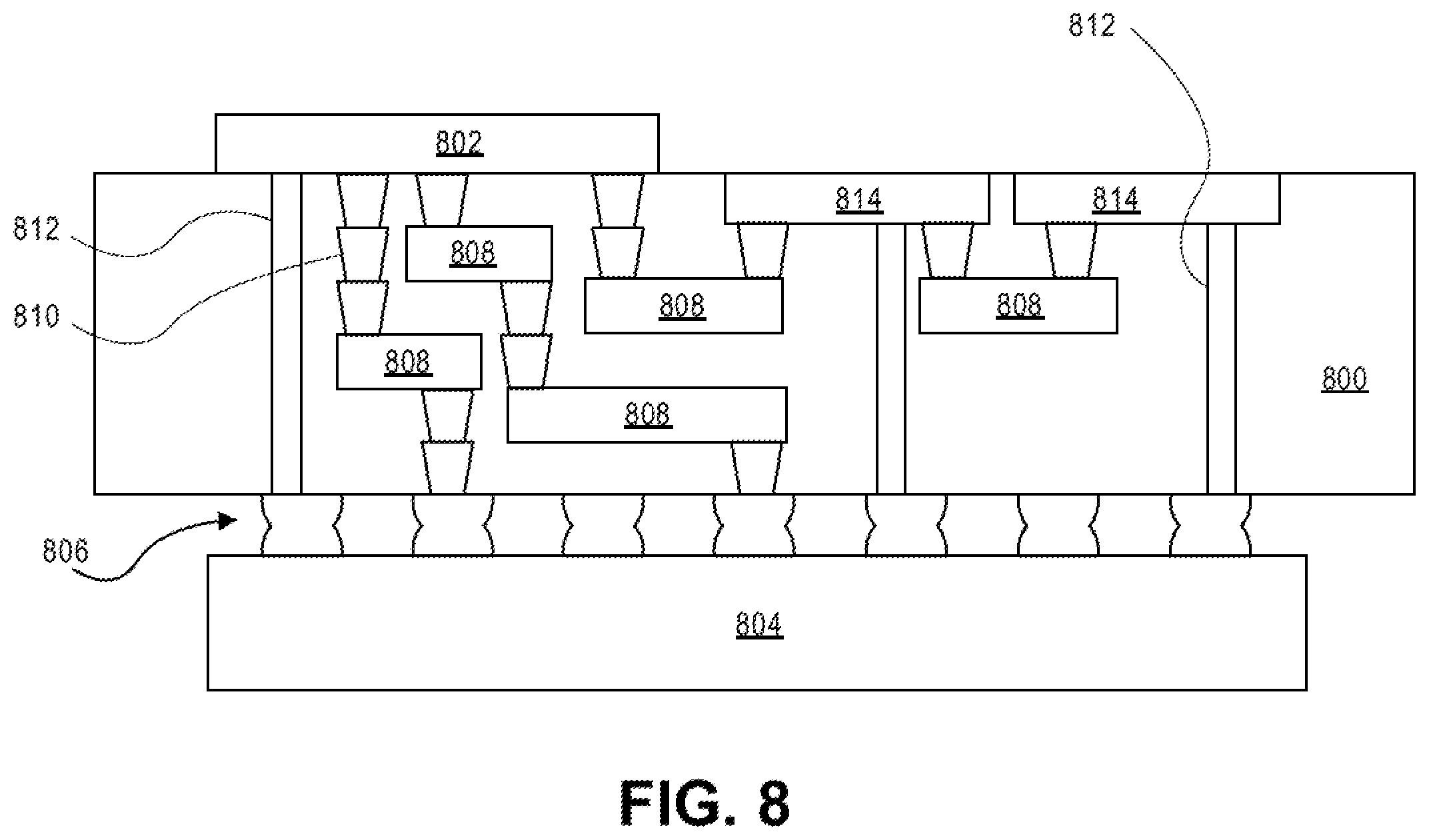 Patent US11854882 Figure 14 – Subtractive plug and tab patterning with photobuckets for back end of line (BEOL) spacer-based interconnects
