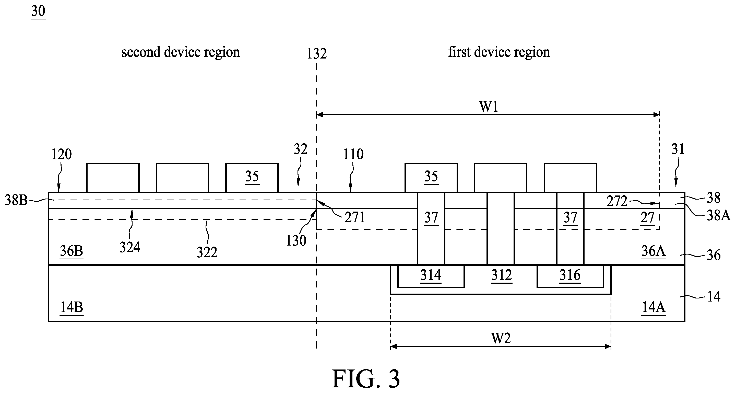 Patent US11854909 Figure 3 – Semiconductor structure and method for manufacturing thereof