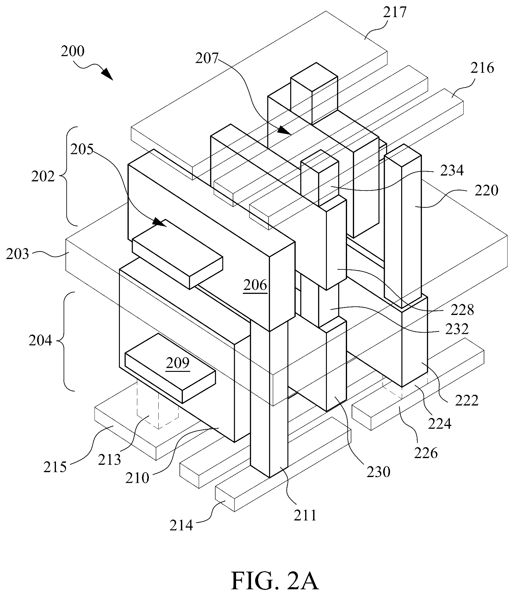 Patent US11854940 Figure 2 – Semiconductor device having self-aligned interconnect structure and method of making