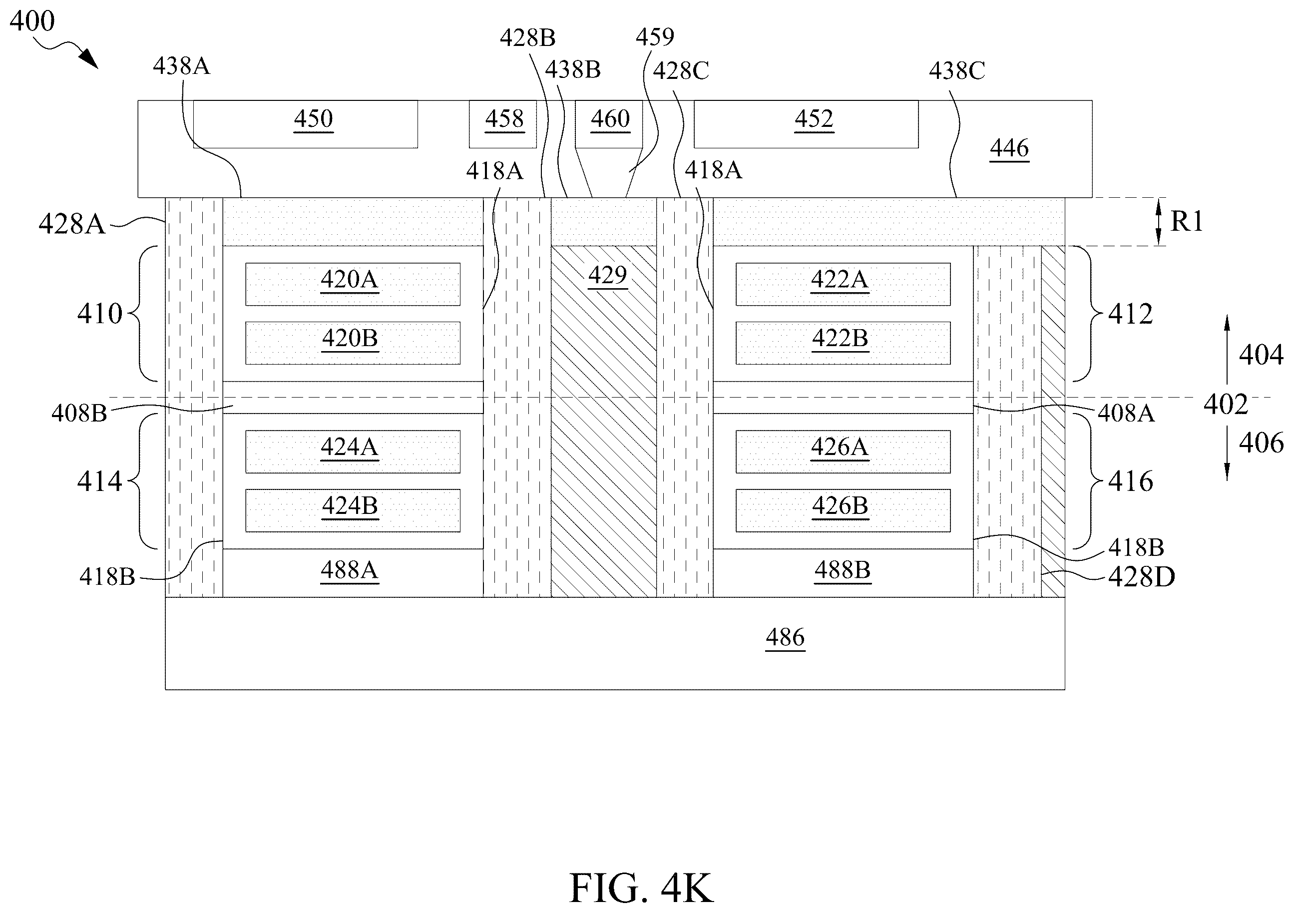 Patent US11854940 Figure 17 – Semiconductor device having self-aligned interconnect structure and method of making