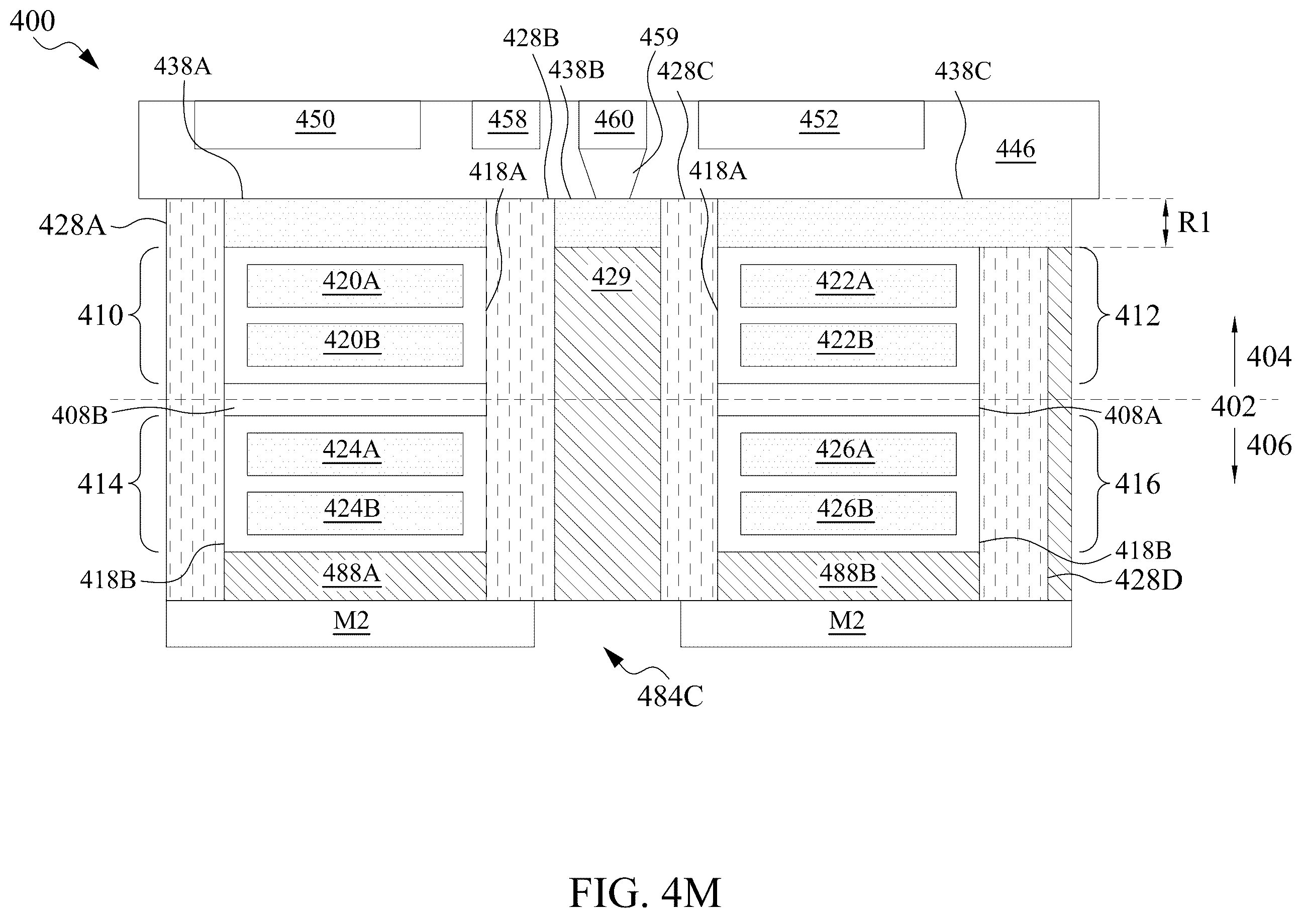 Patent US11854940 Figure 19 – Semiconductor device having self-aligned interconnect structure and method of making
