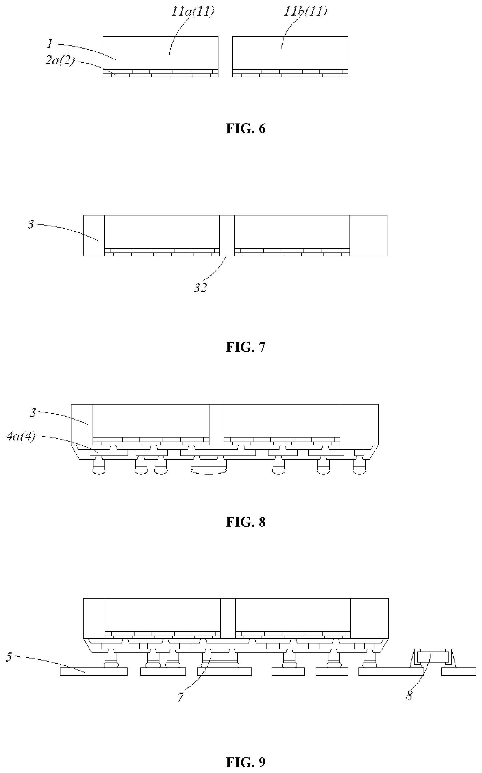 Patent US11854949 Figure 4 – Package structure having a plurality of chips attached to a lead frame by redistribution layer