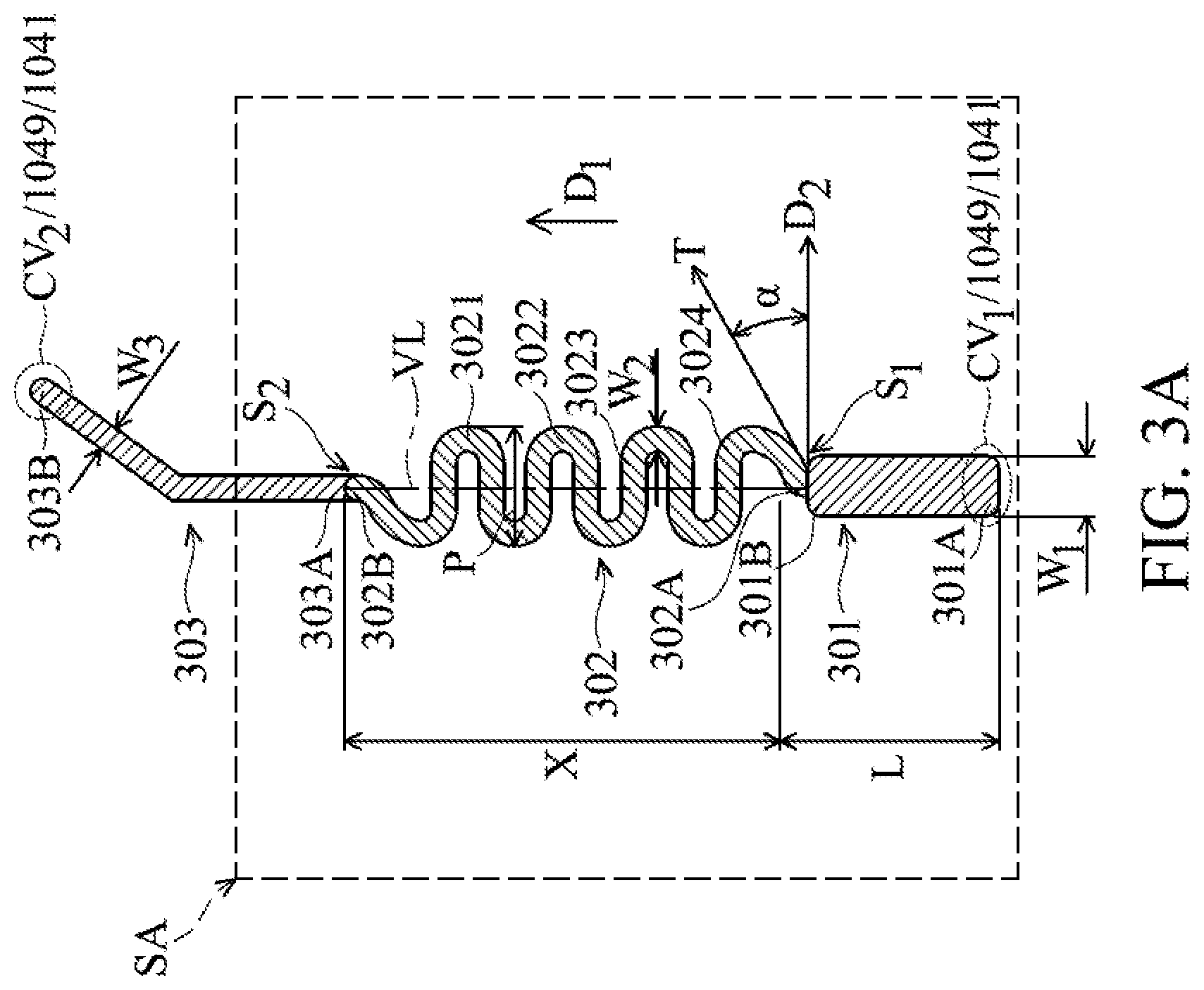 Patent US11854956 Figure 6 – Semiconductor die package with conductive line crack prevention design