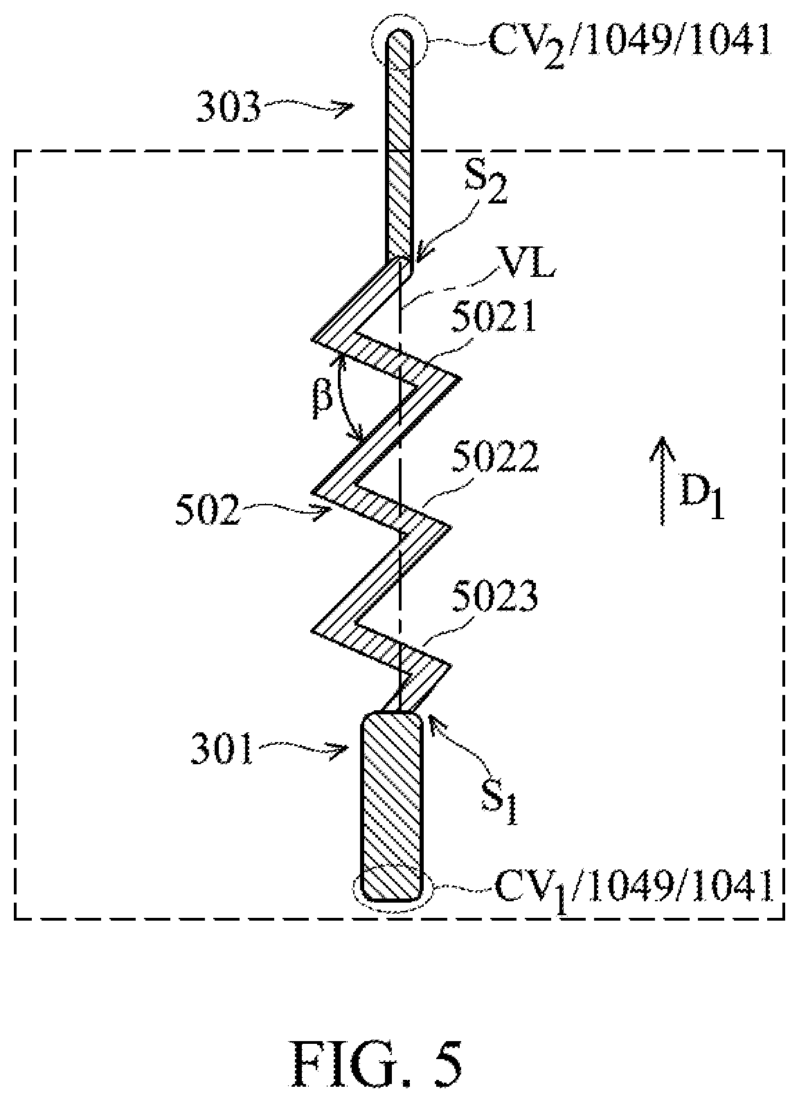 Patent US11854956 Figure 8 – Semiconductor die package with conductive line crack prevention design