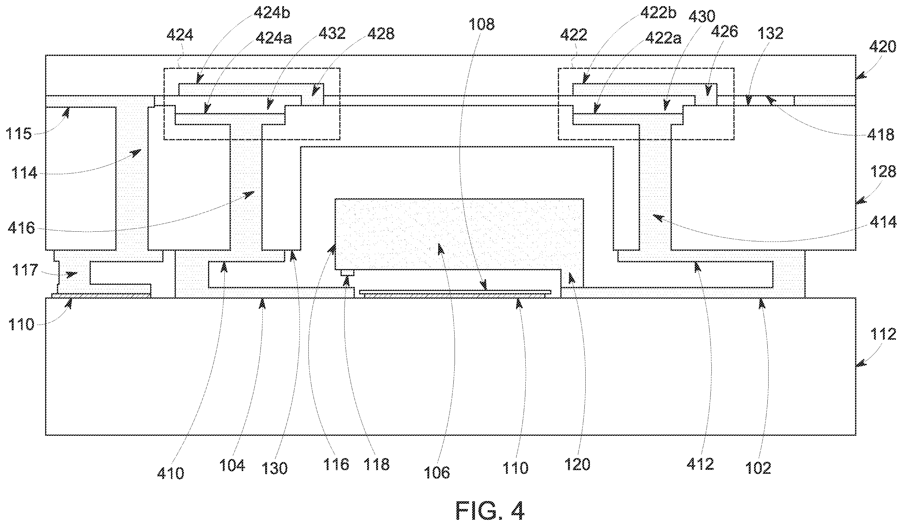 Patent US11854958 Figure 6 – Wafer level stacked structures having integrated passive features