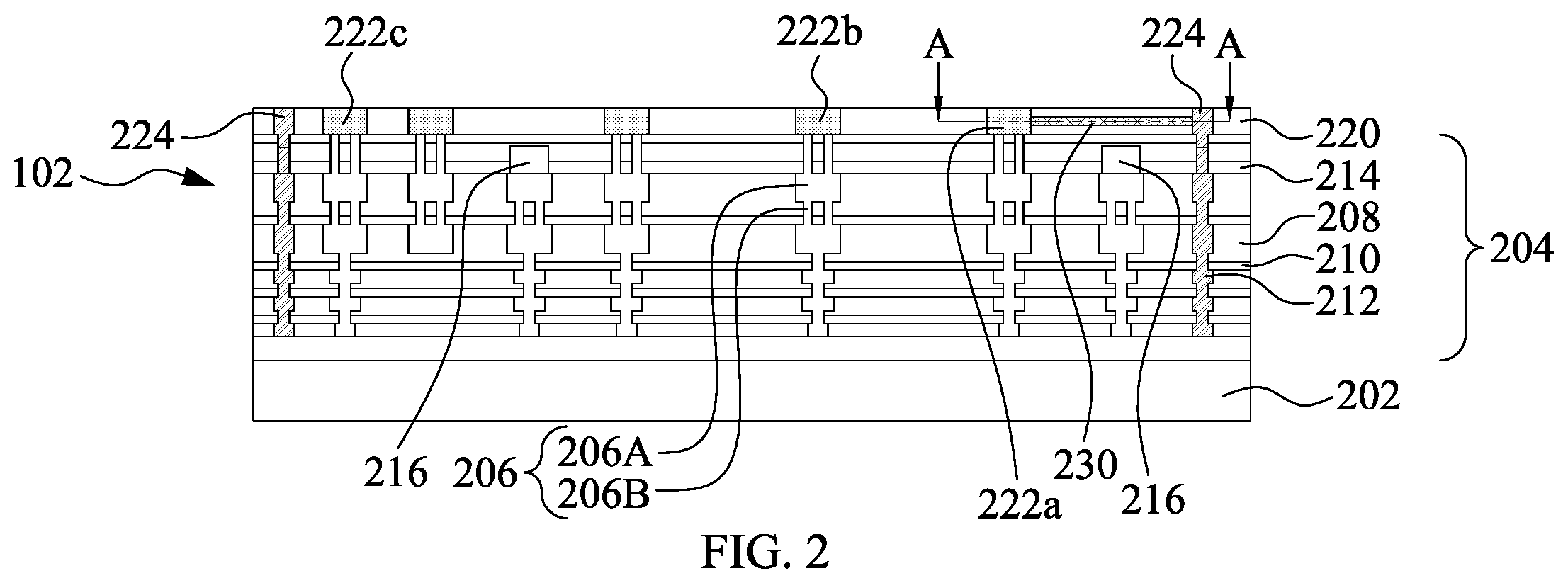 Patent US11854969 Figure 2 – Semiconductor structure and method for forming thereof