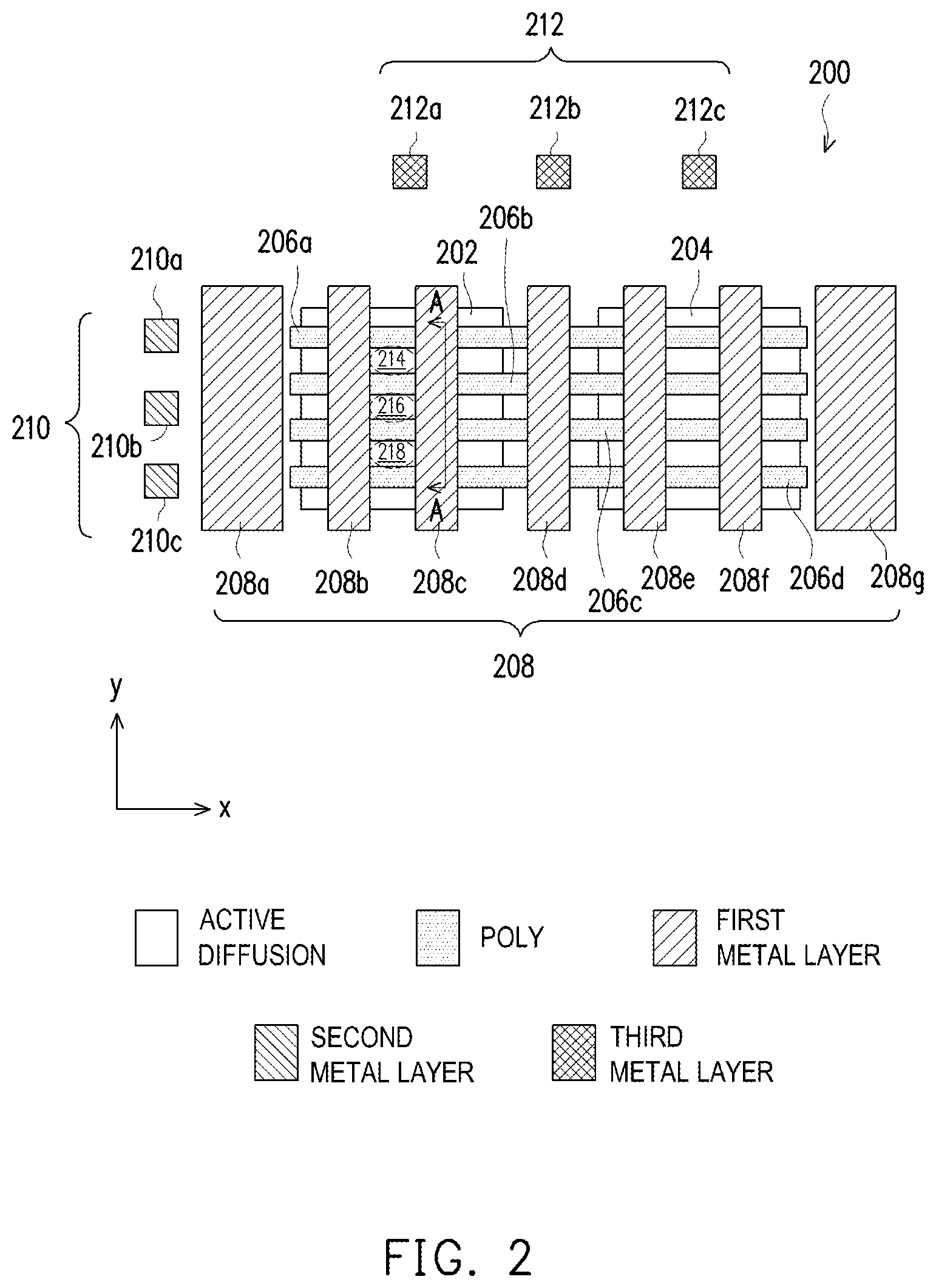 Patent US11854970 Figure 2 – Reducing internal node loading in combination circuits