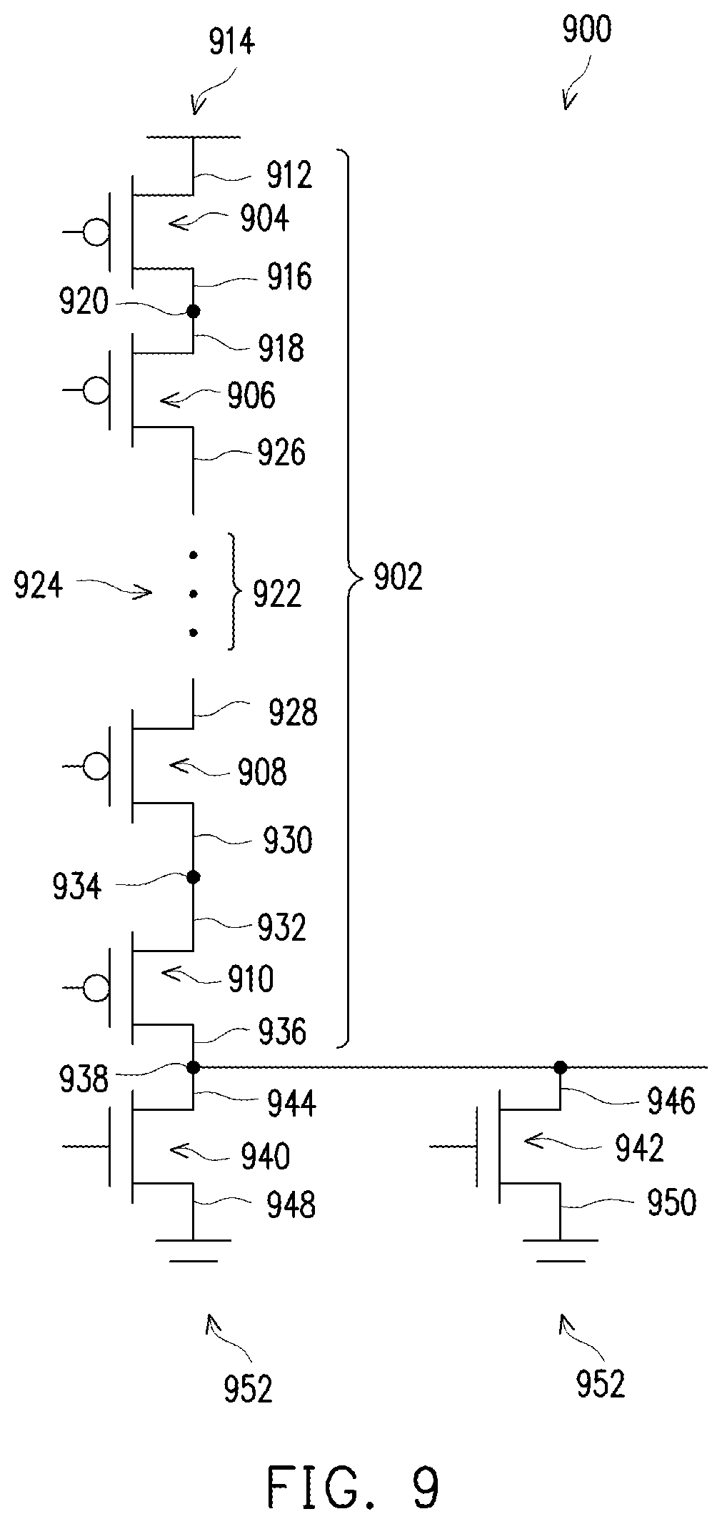 Patent US11854970 Figure 9 – Reducing internal node loading in combination circuits
