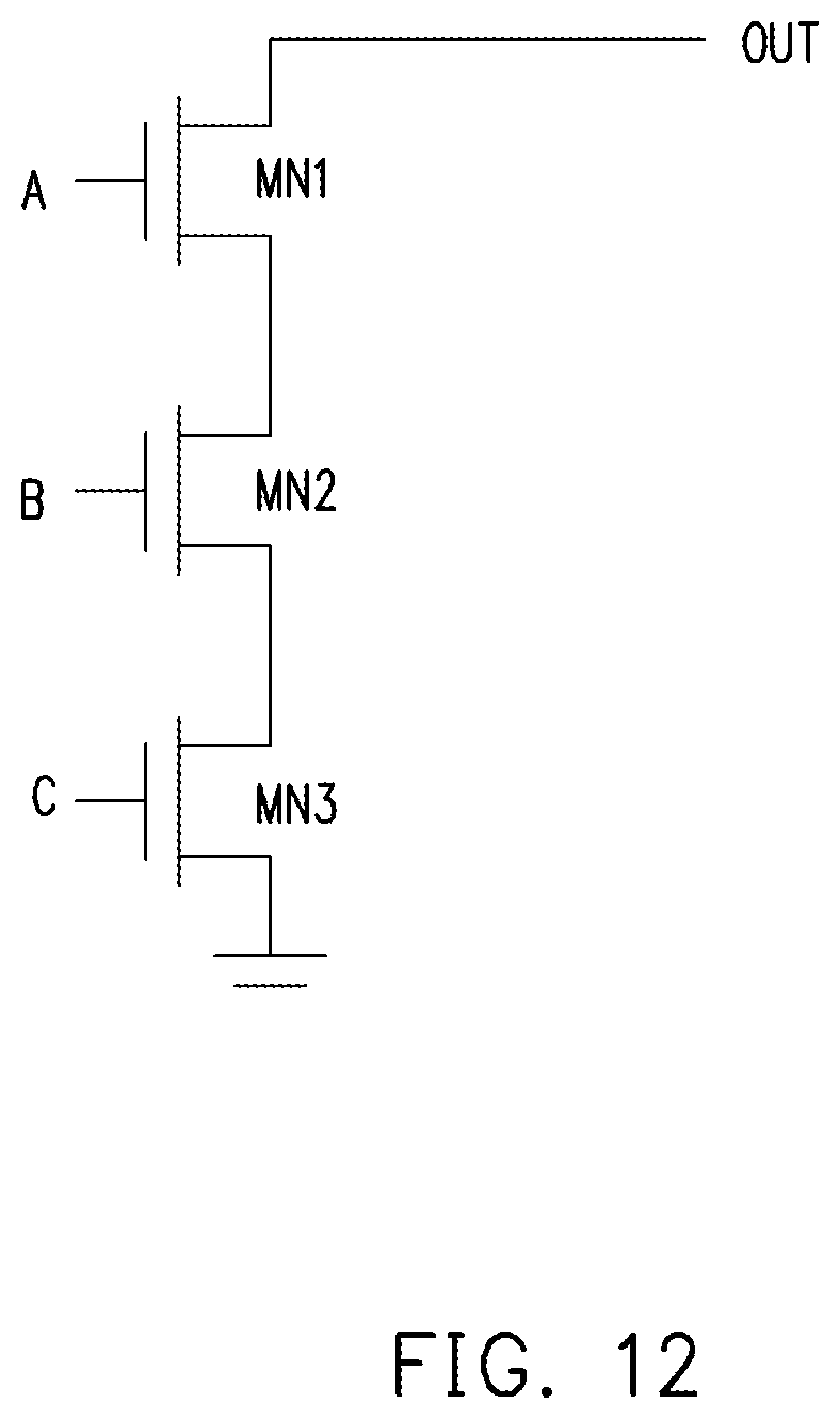 Patent US11854970 Figure 12 – Reducing internal node loading in combination circuits