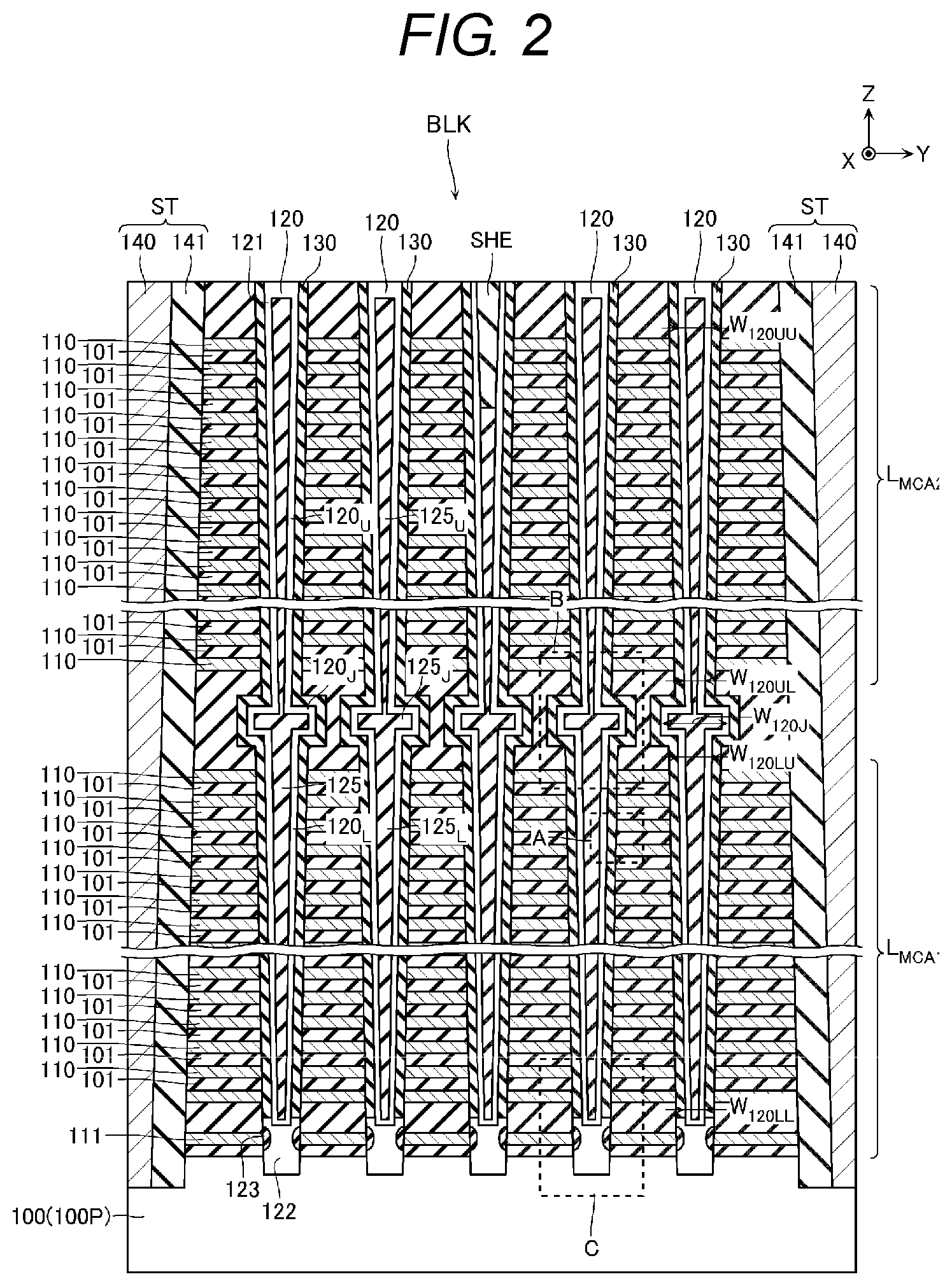 Patent US11854971 Figure 2 – Semiconductor storage device and manufacturing method thereof