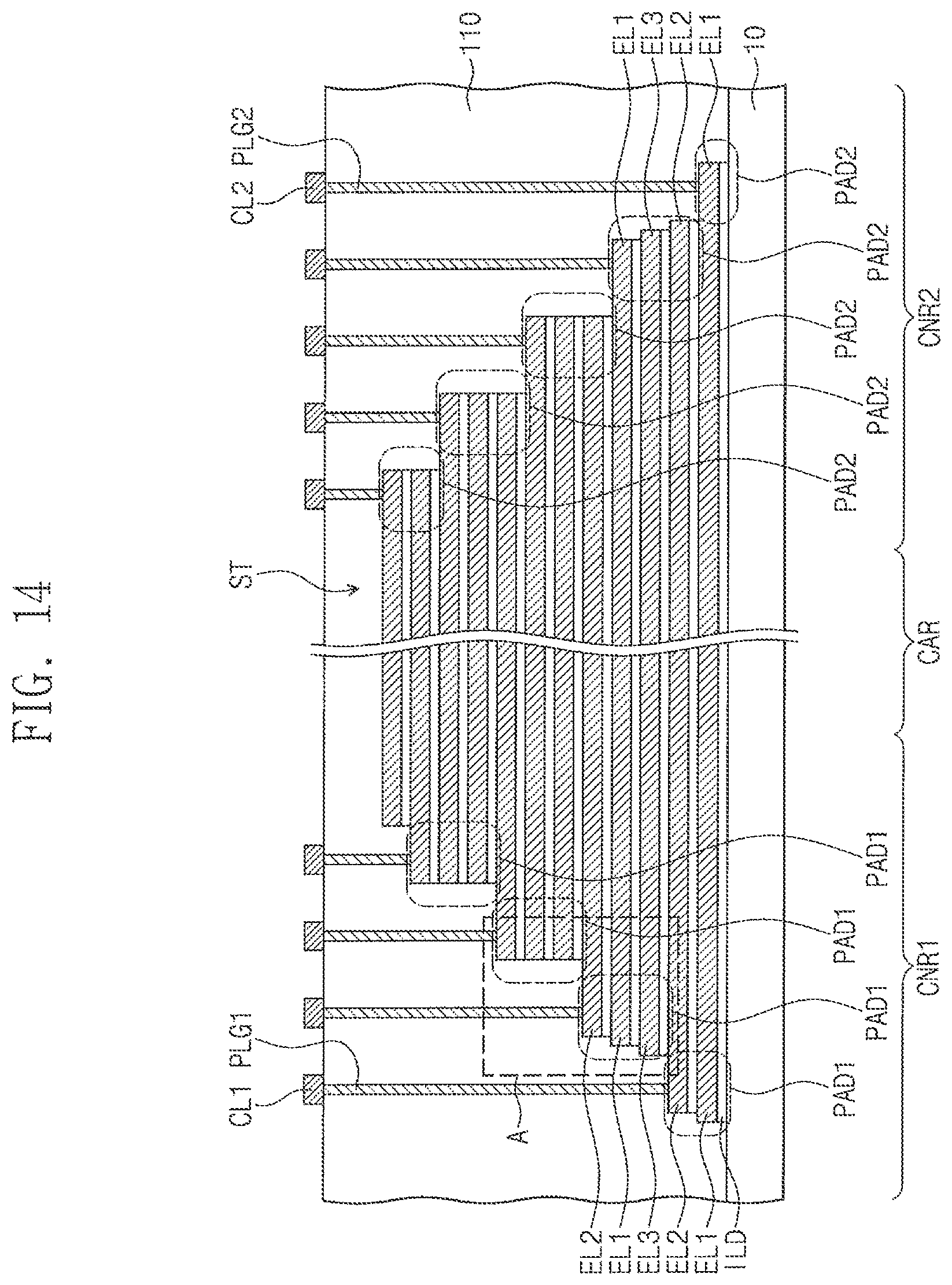 Patent US11854975 Figure 11 – Three-dimensional semiconductor device