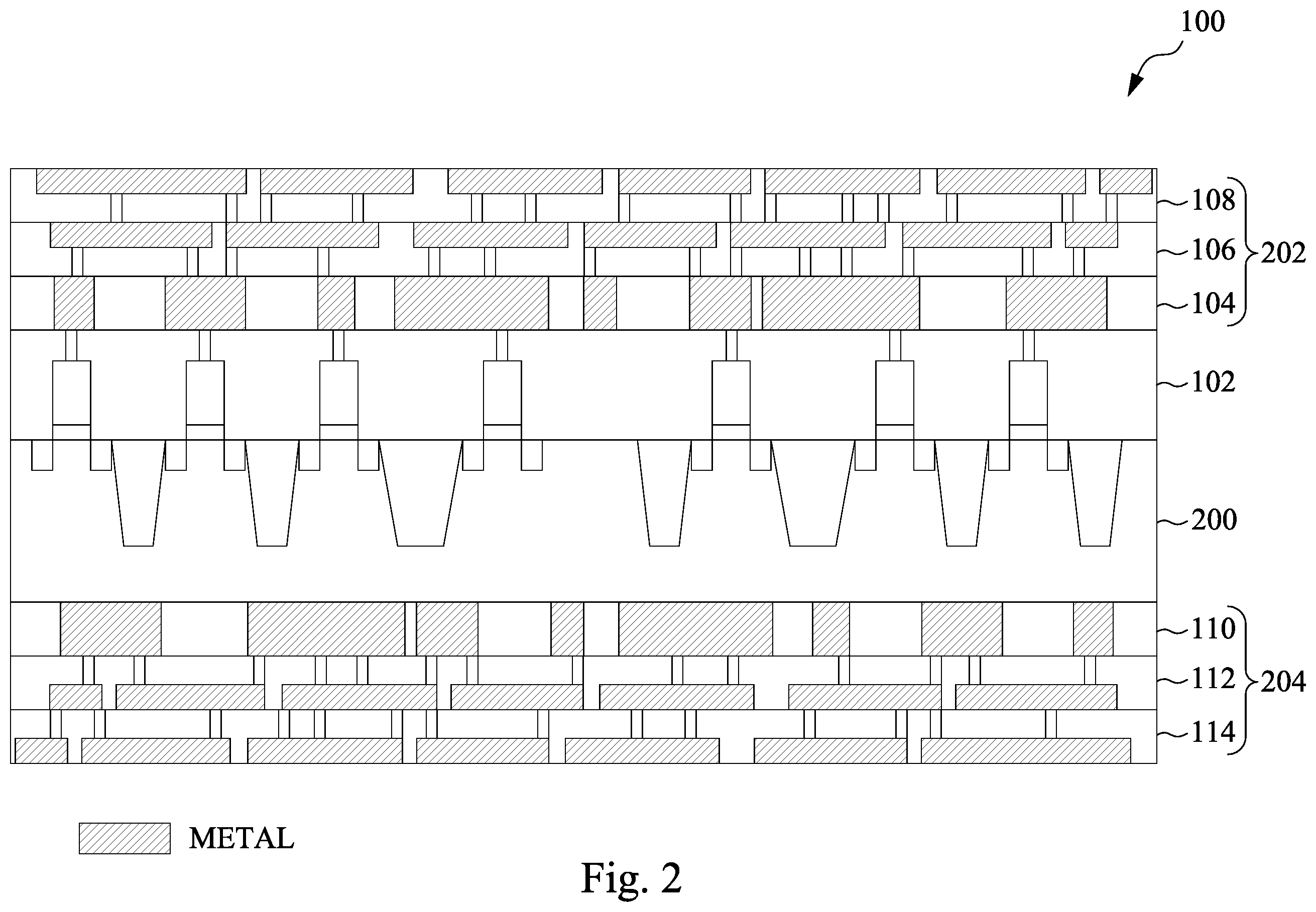 Patent US11854978 Figure 2 – Diagonal backside power and signal routing for an integrated circuit