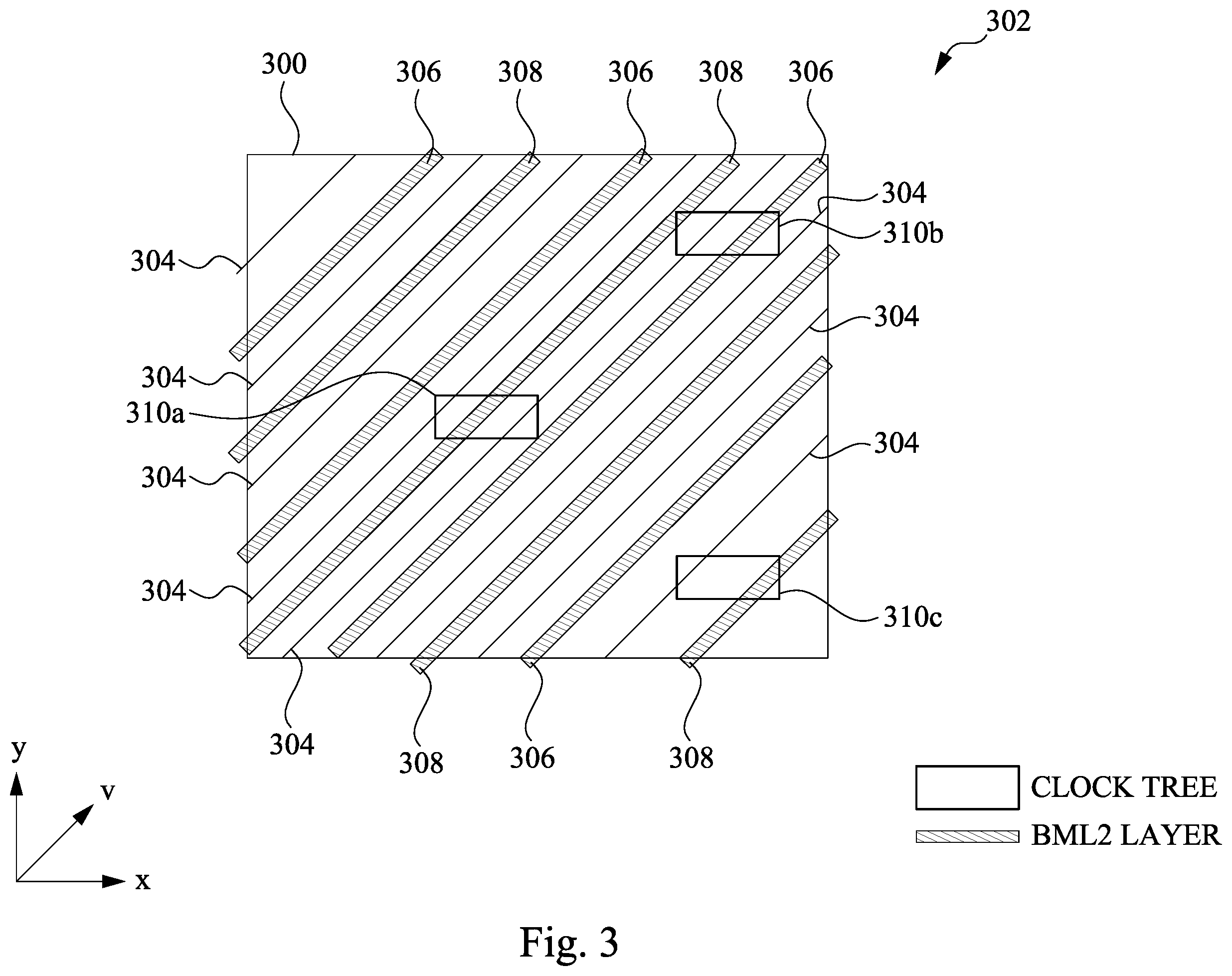 Patent US11854978 Figure 3 – Diagonal backside power and signal routing for an integrated circuit