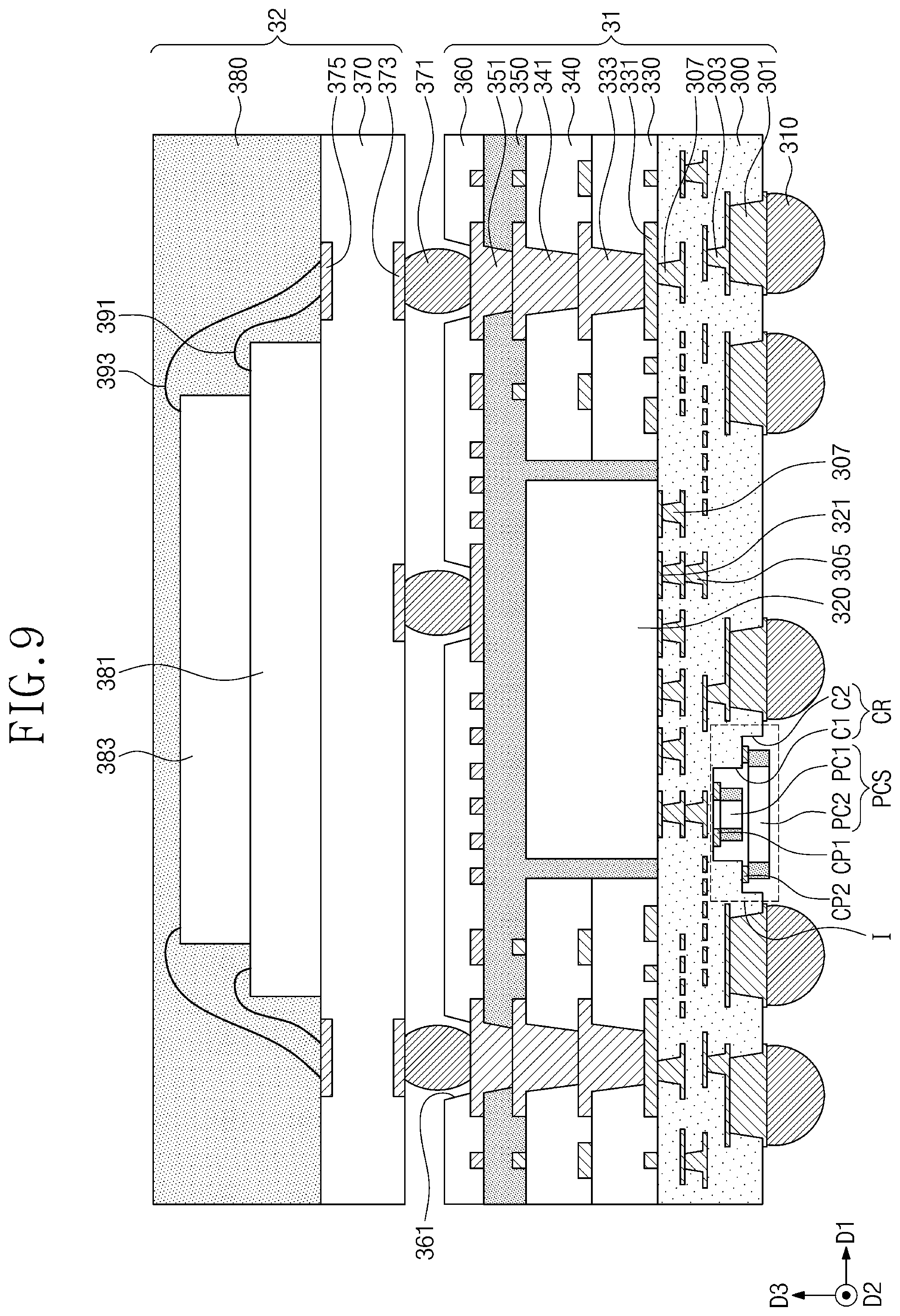 Patent US11854989 Figure 9 – Semiconductor package substrate and semiconductor package including the same