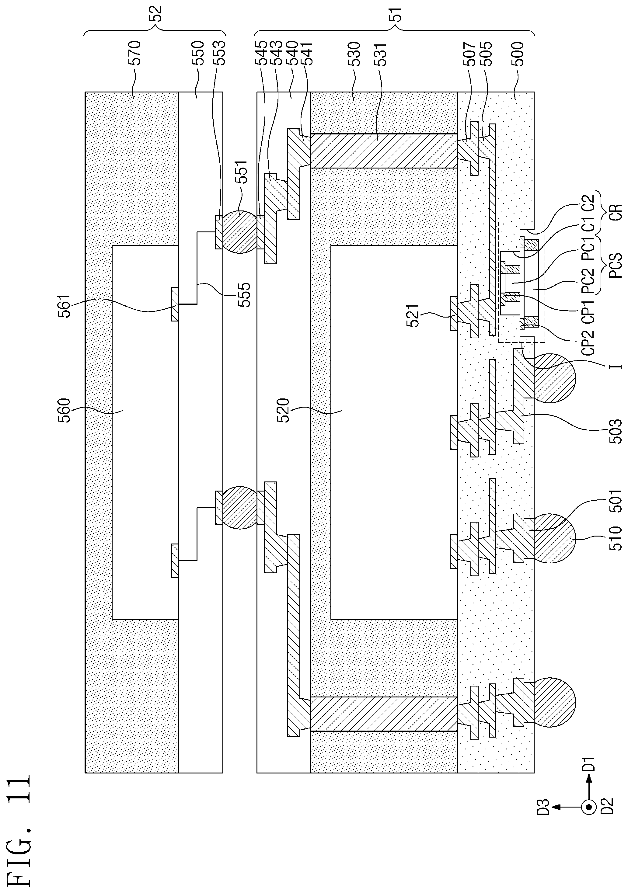 Patent US11854989 Figure 11 – Semiconductor package substrate and semiconductor package including the same