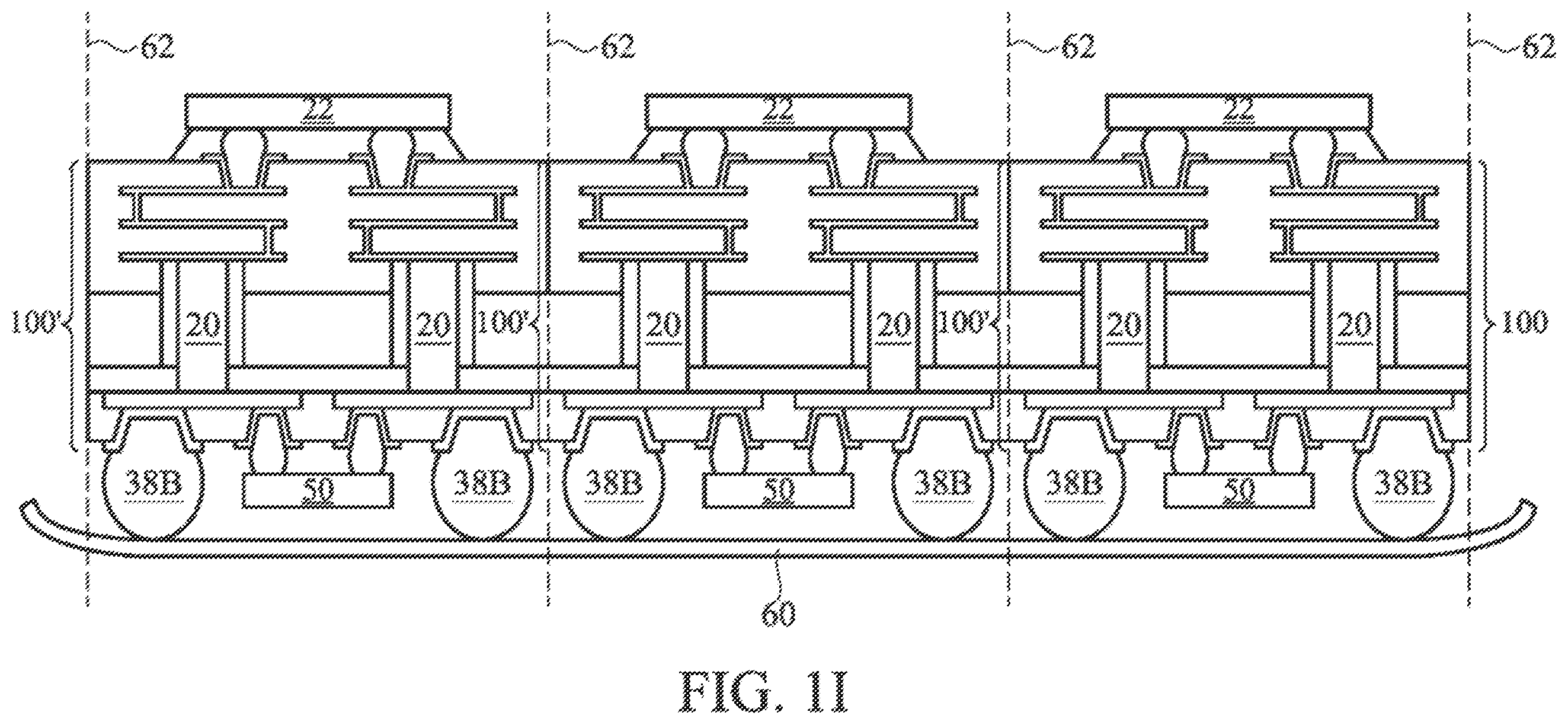 Patent US11854990 Figure 9 – Method for forming a semiconductor device having TSV formed through a silicon interposer and a second silicon substrate with cavity covering a second die